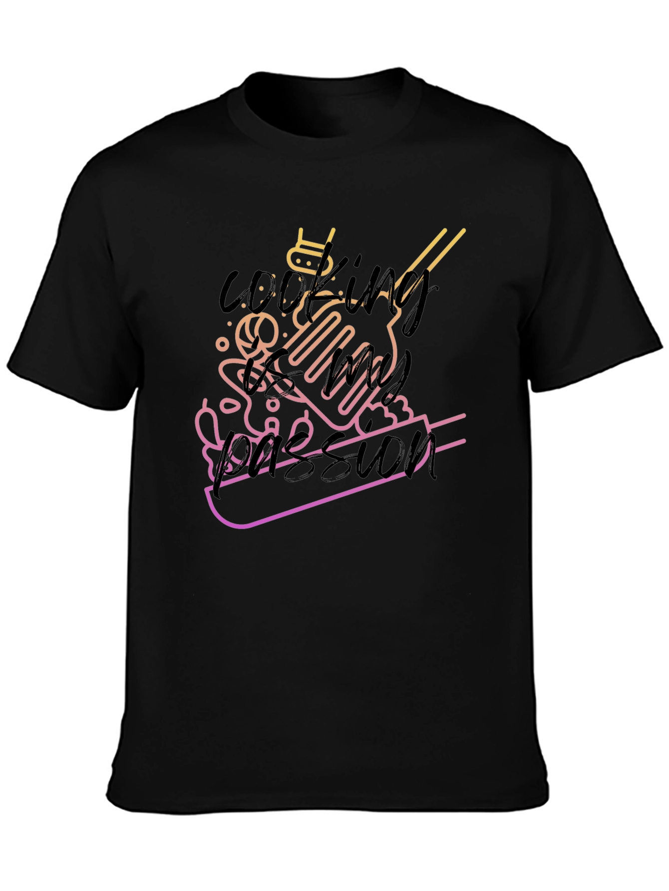 Cooking Passion Graphic Tee - Black Unisex T-Shirt