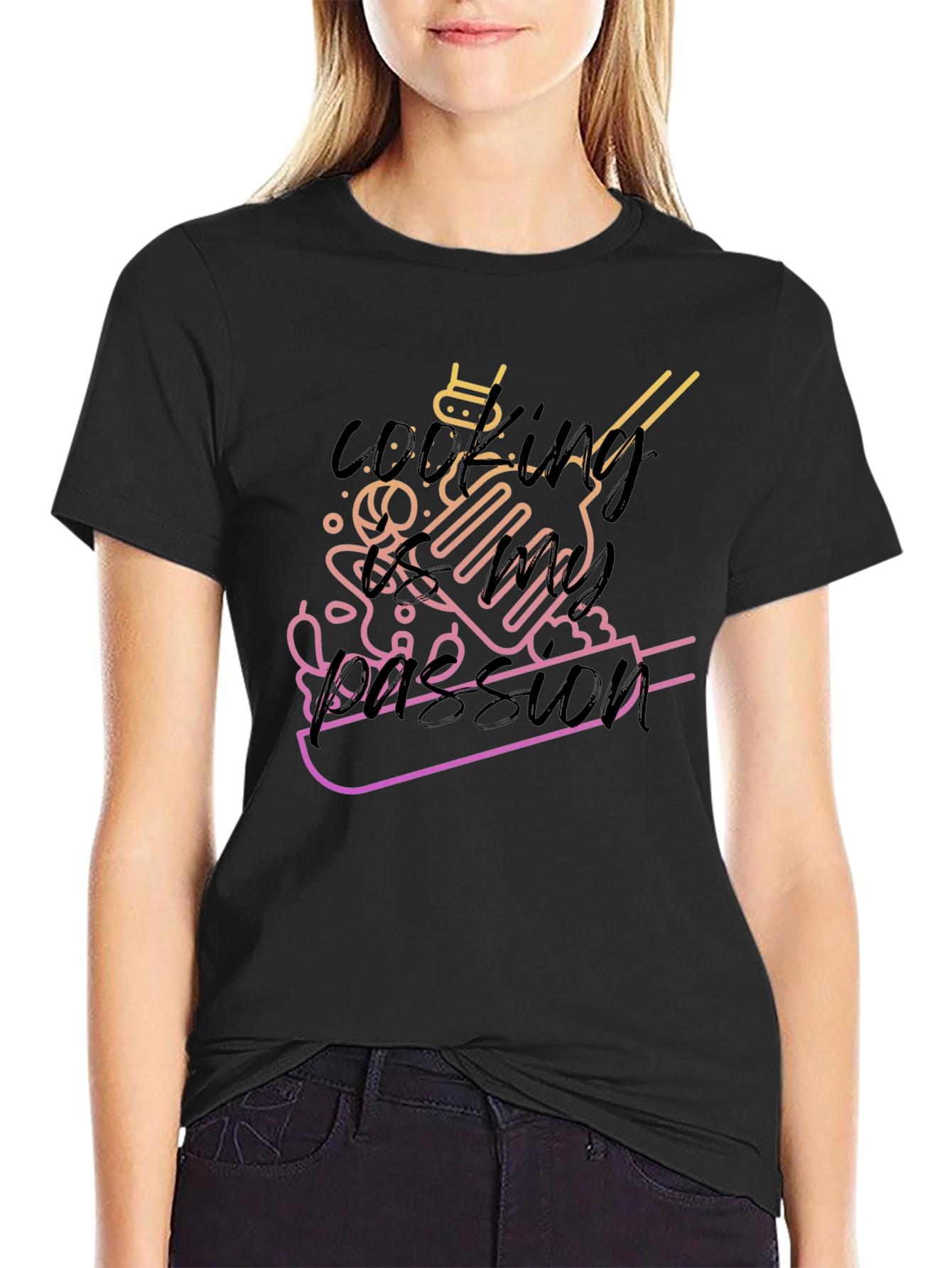 Cooking Passion Graphic Tee - Black Unisex T-Shirt