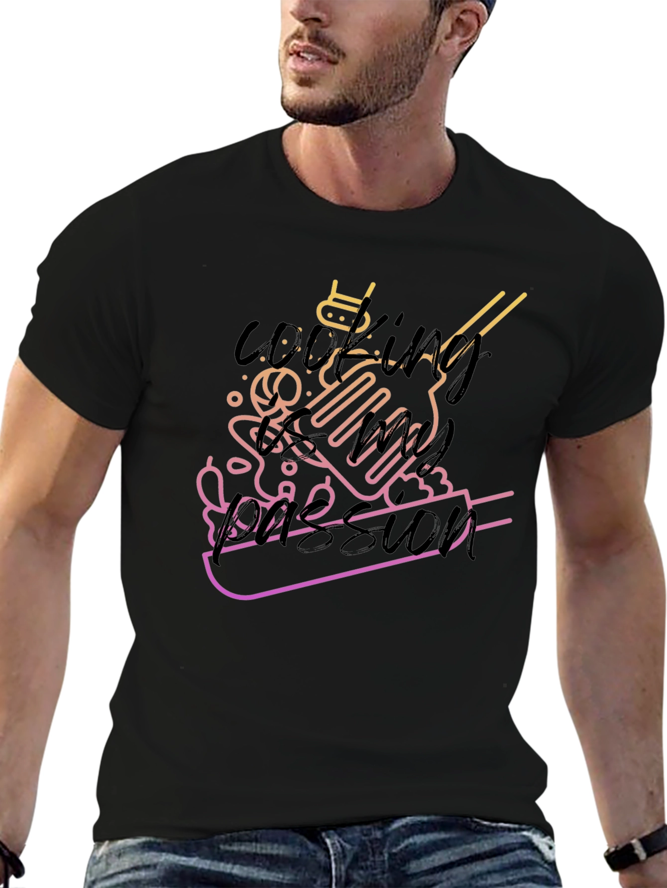 Cooking Passion Graphic Tee - Black Unisex T-Shirt