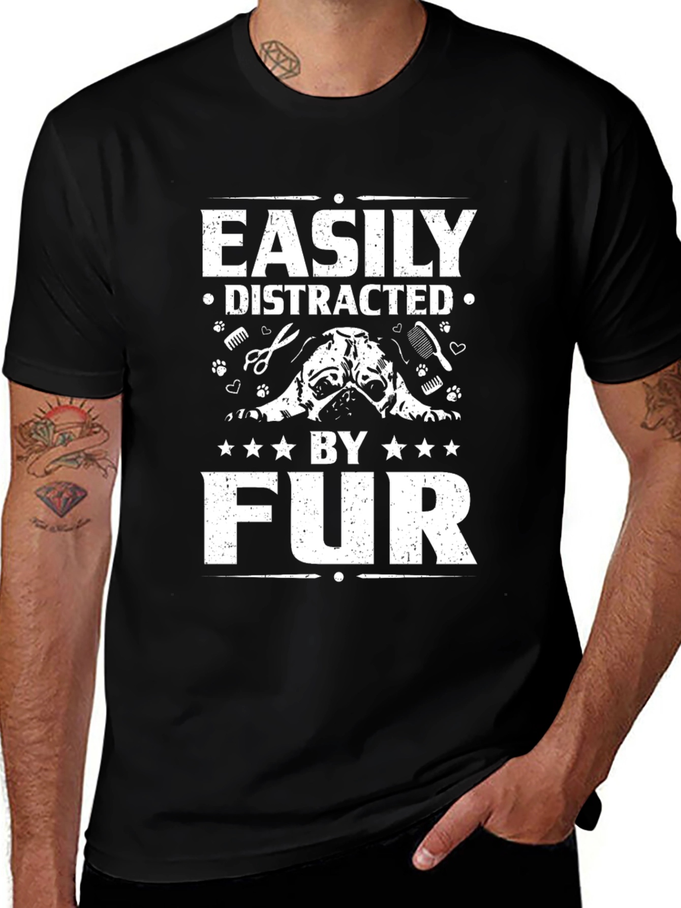 Easily Distracted By Fur Black T-Shirt