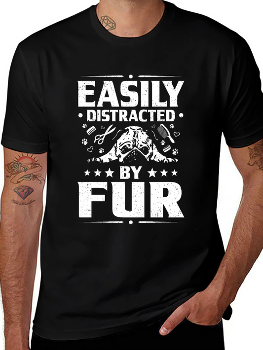 Easily Distracted By Fur Black T-Shirt