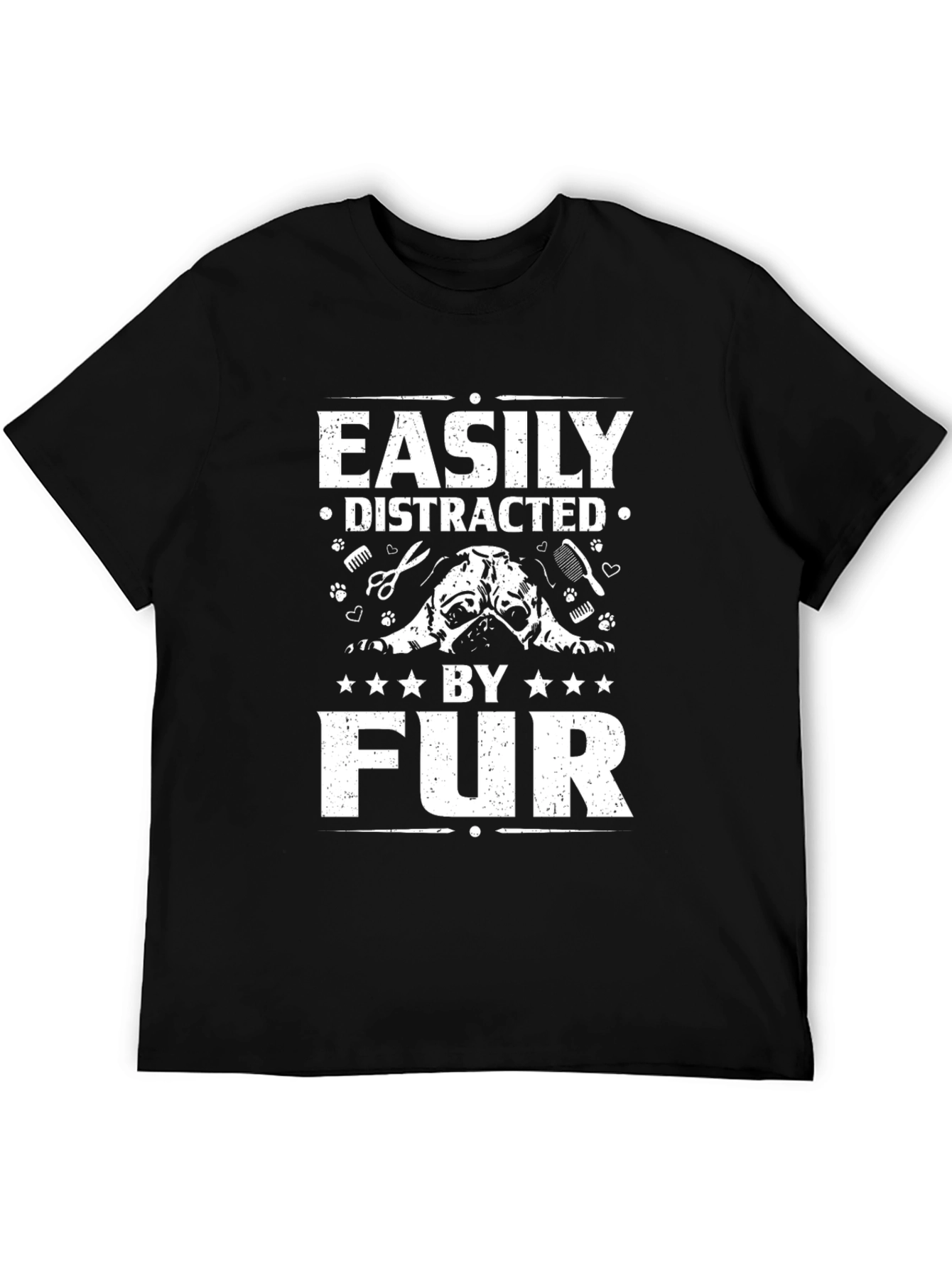 Easily Distracted By Fur Black T-Shirt