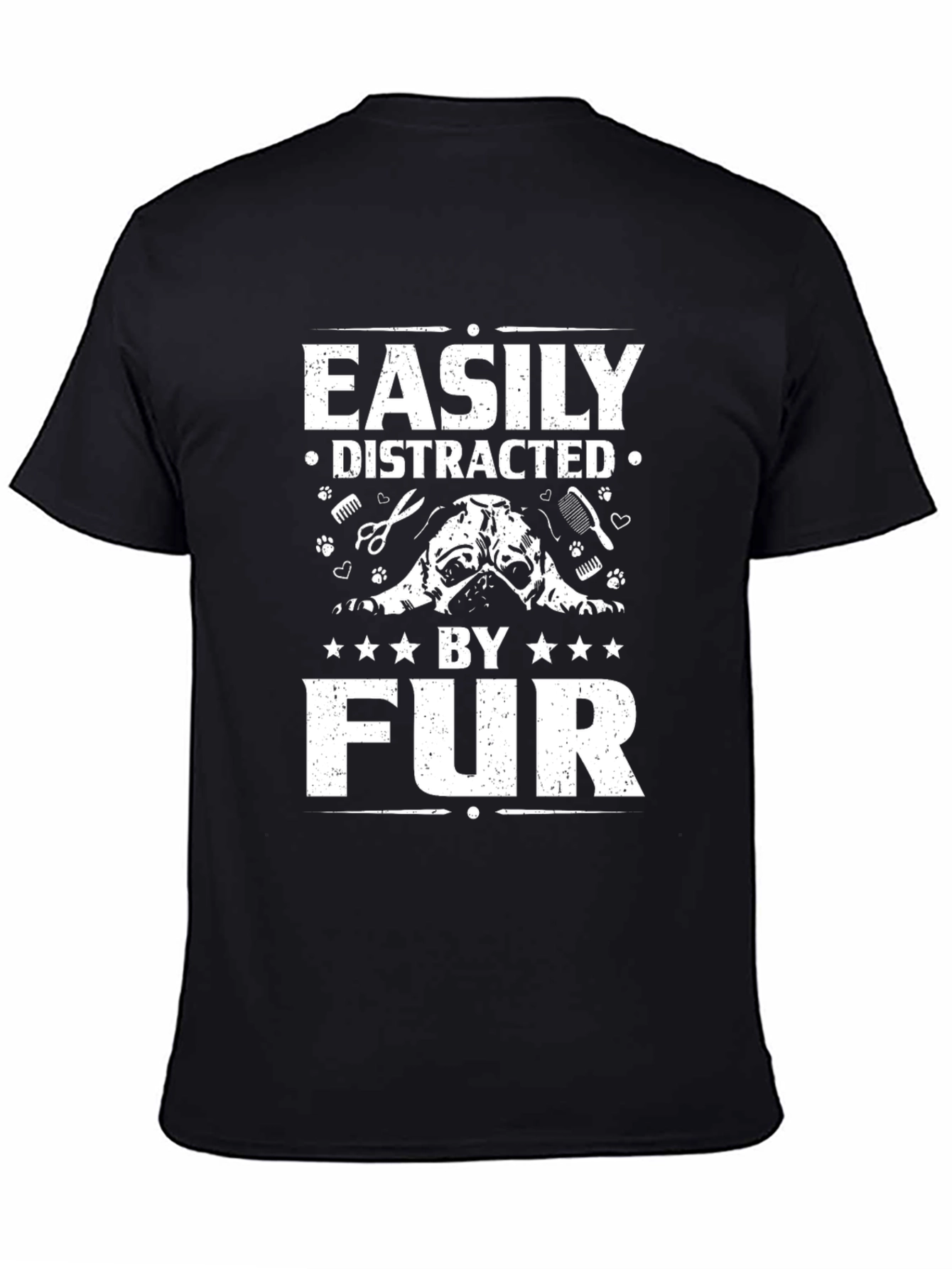 Easily Distracted By Fur Black T-Shirt