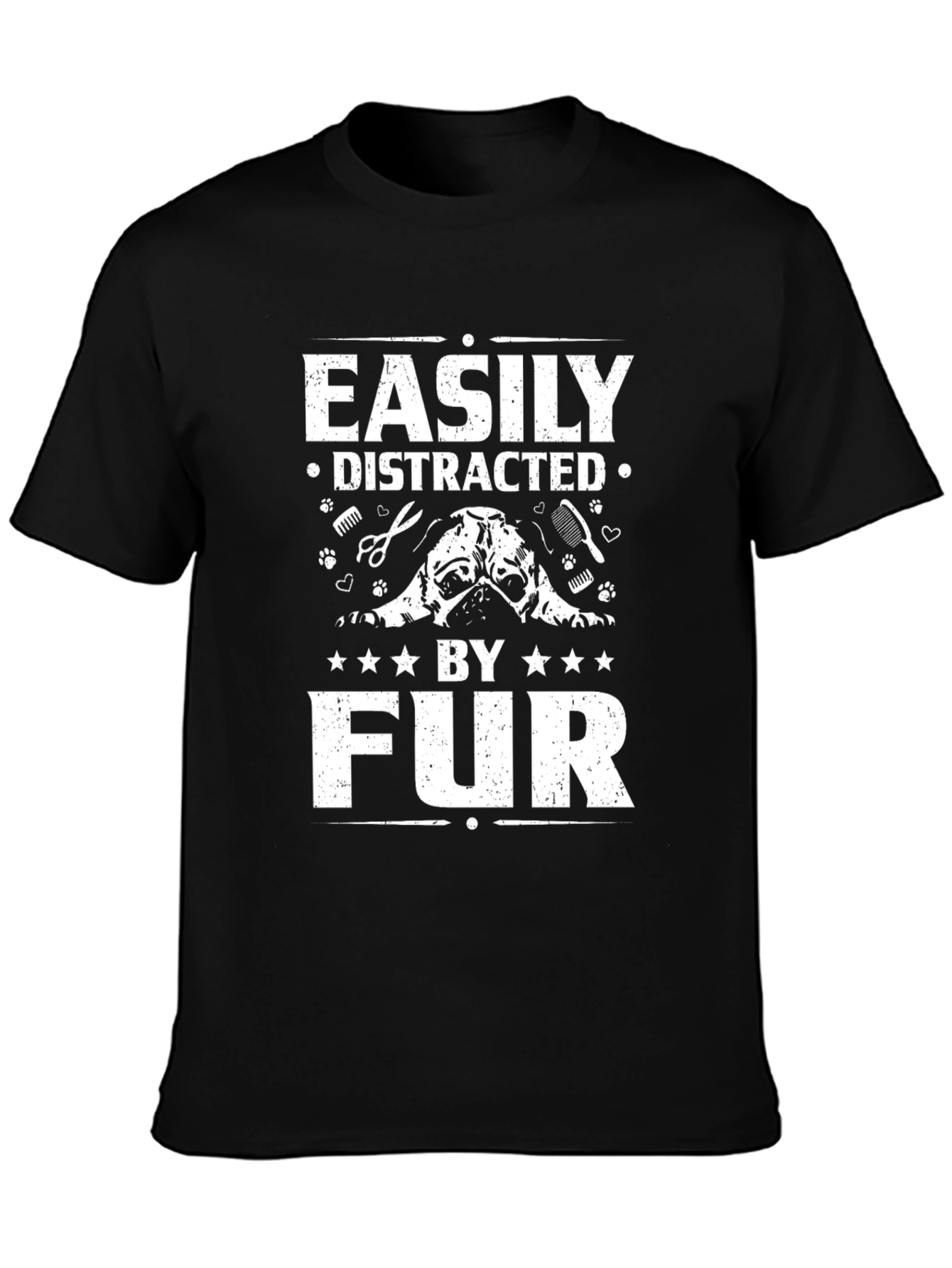 Easily Distracted By Fur Black T-Shirt