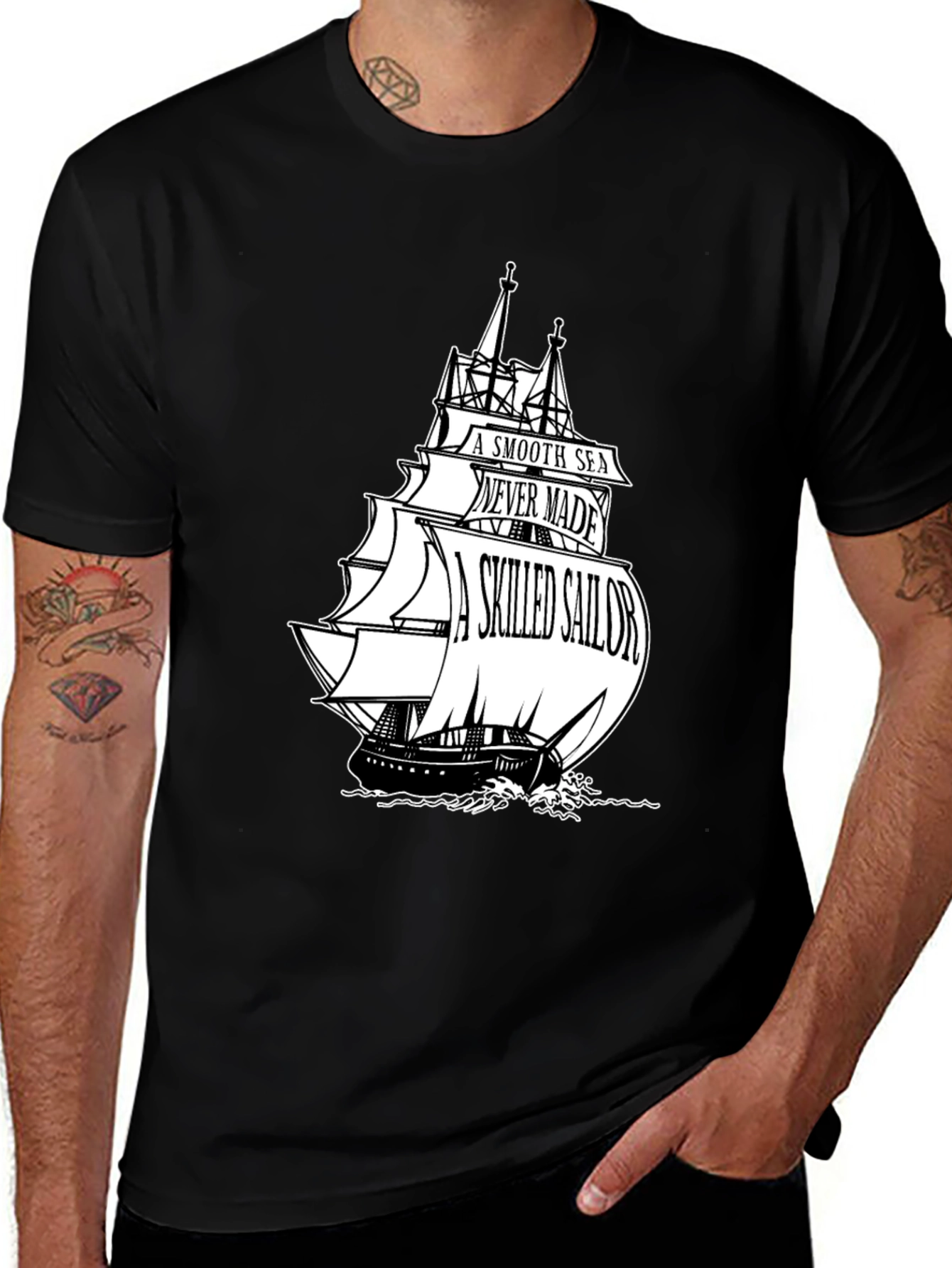 Sailor Quote Graphic T-Shirt - Black