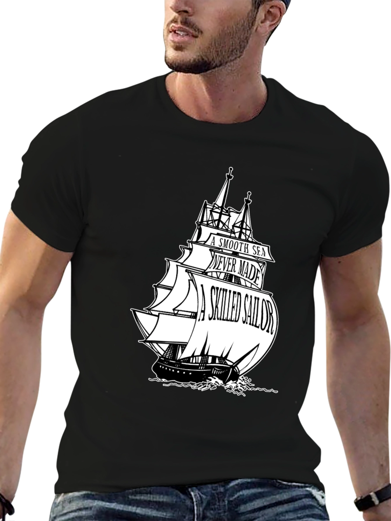 Sailor Quote Graphic T-Shirt - Black
