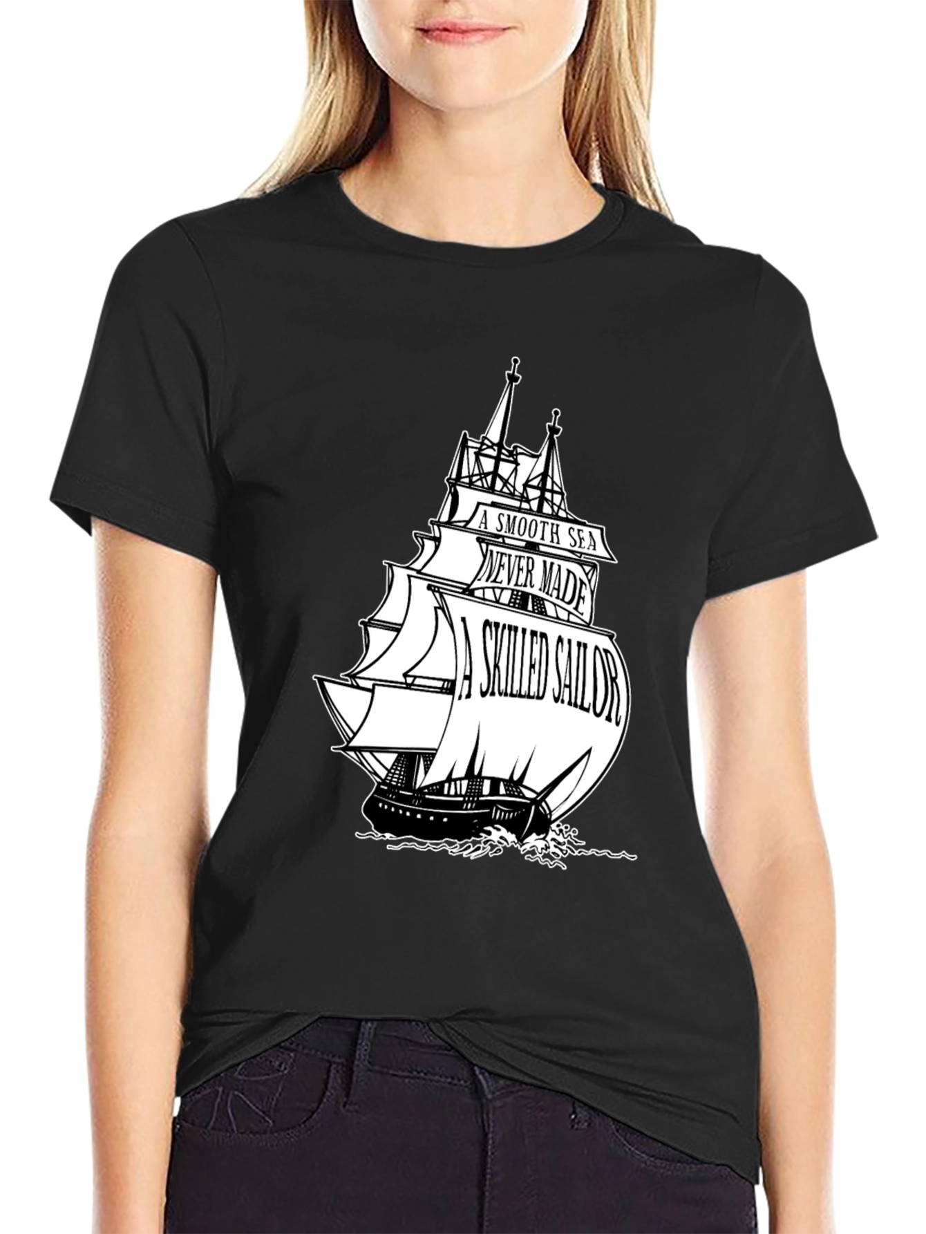 Sailor Quote Graphic T-Shirt - Black