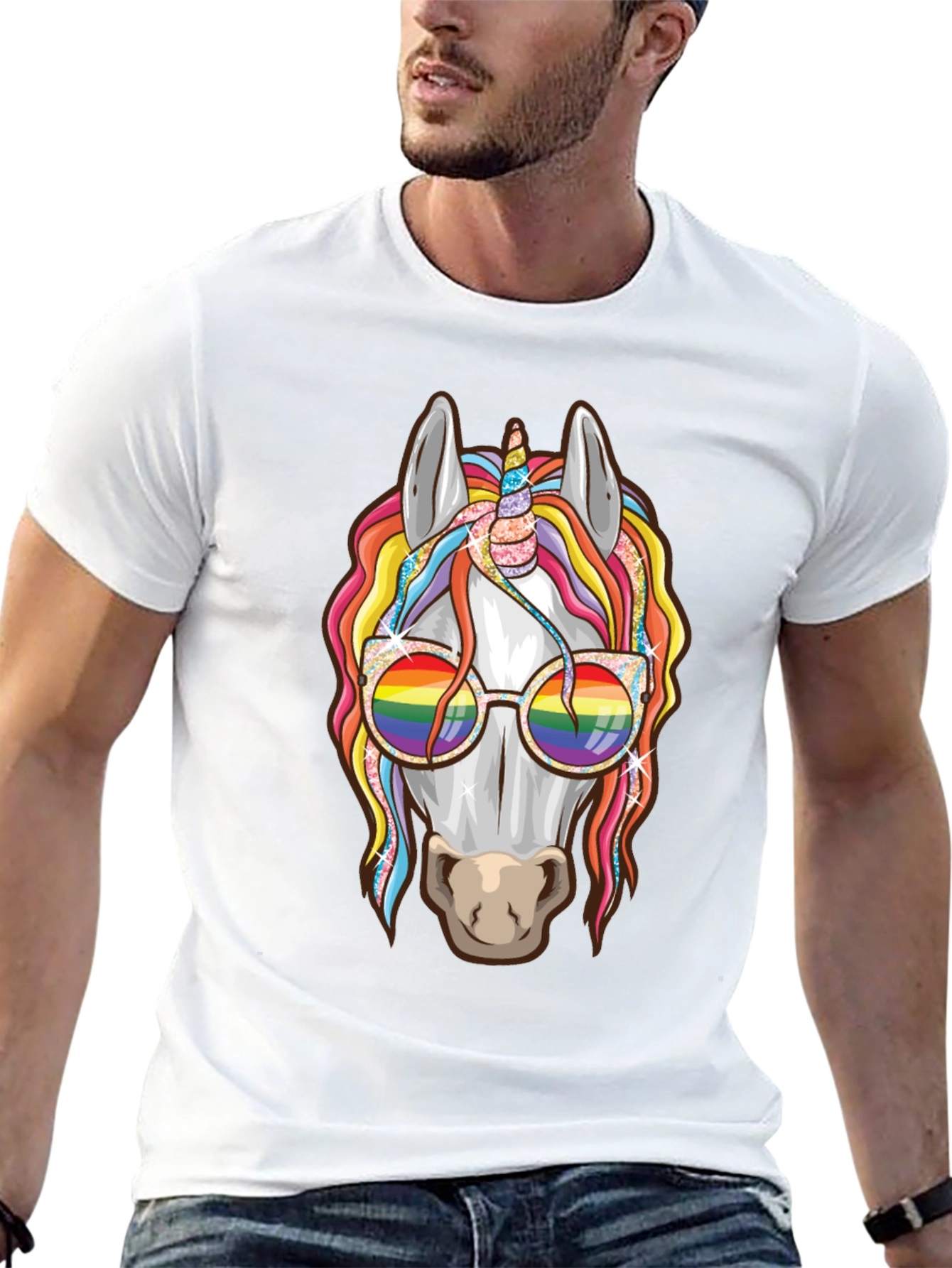 Unicorn Rainbow Glasses Graphic Tee