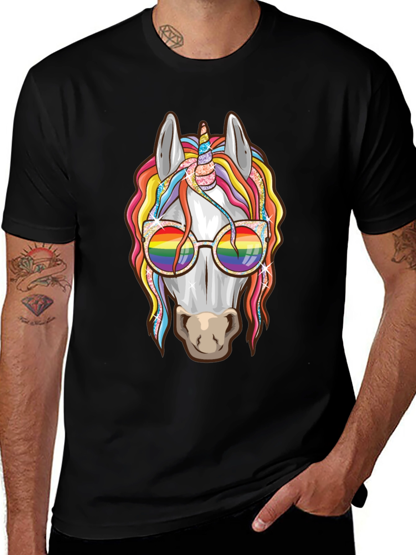 Unicorn Rainbow Glasses Graphic Tee