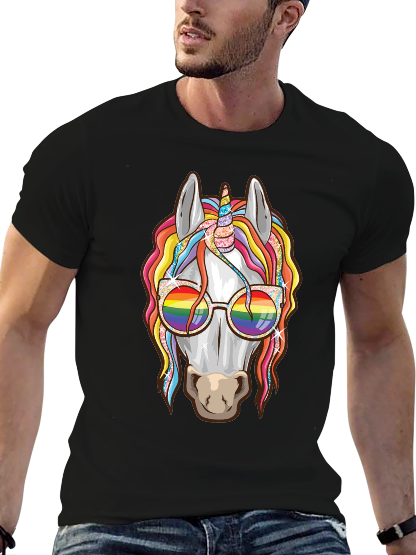 Unicorn Rainbow Glasses Graphic Tee