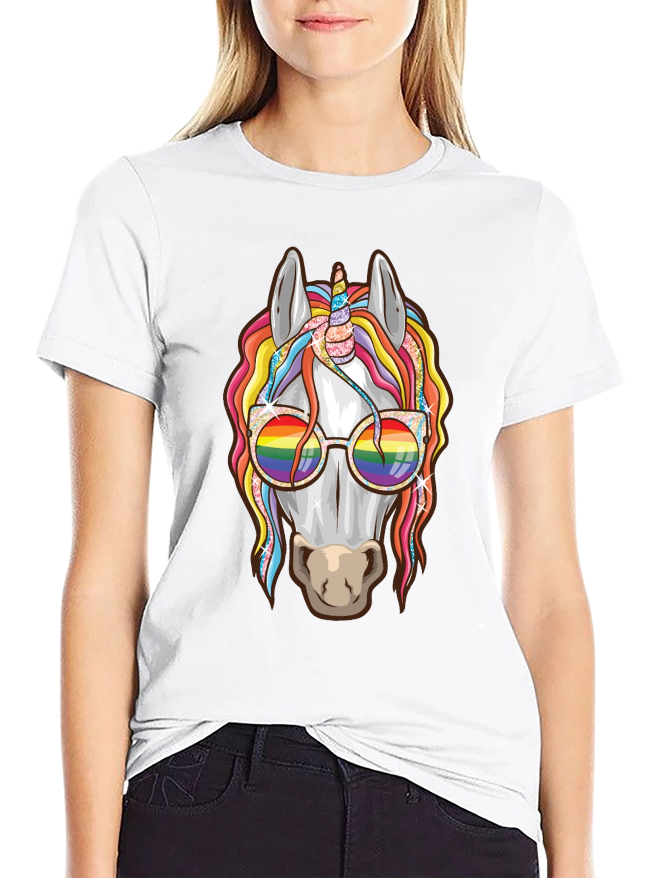 Unicorn Rainbow Glasses Graphic Tee