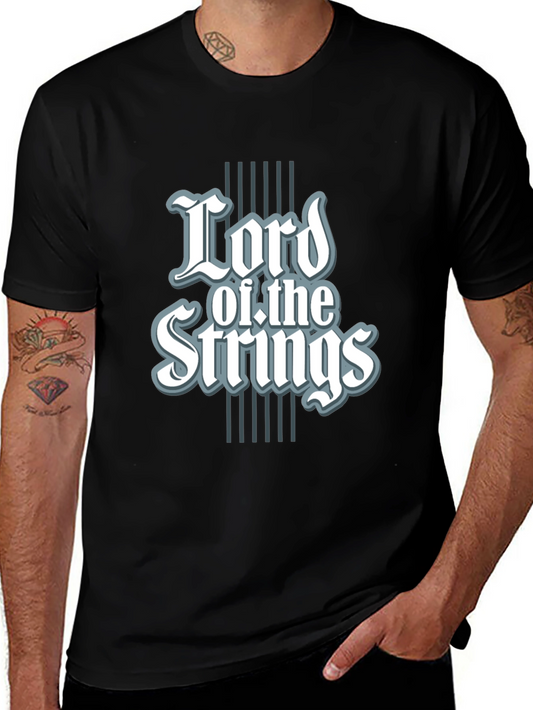Lord of the Strings Graphic Tee - Black Cotton T-Shirt