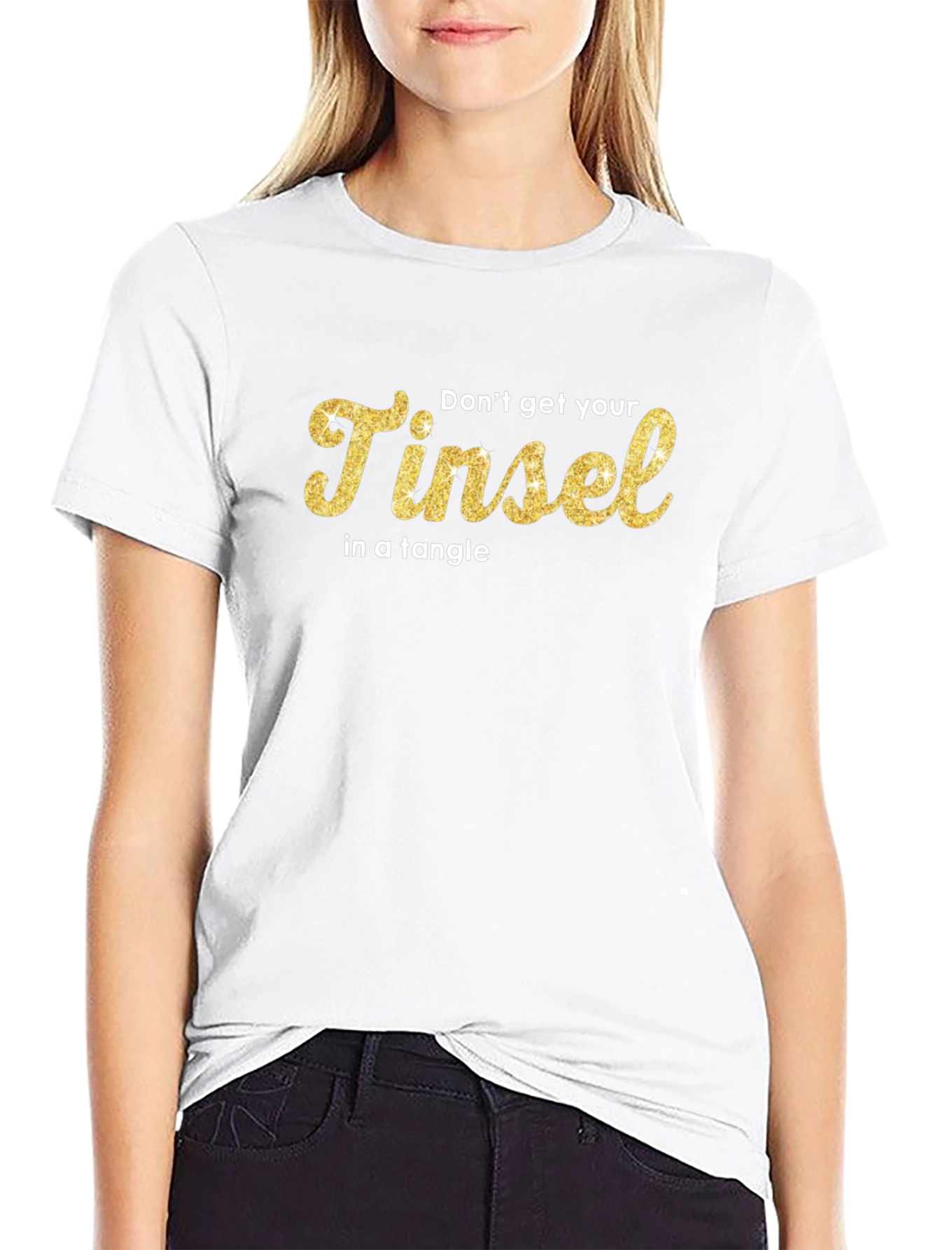 Dont Get Your Tinsel in a Tangle Black T-Shirt