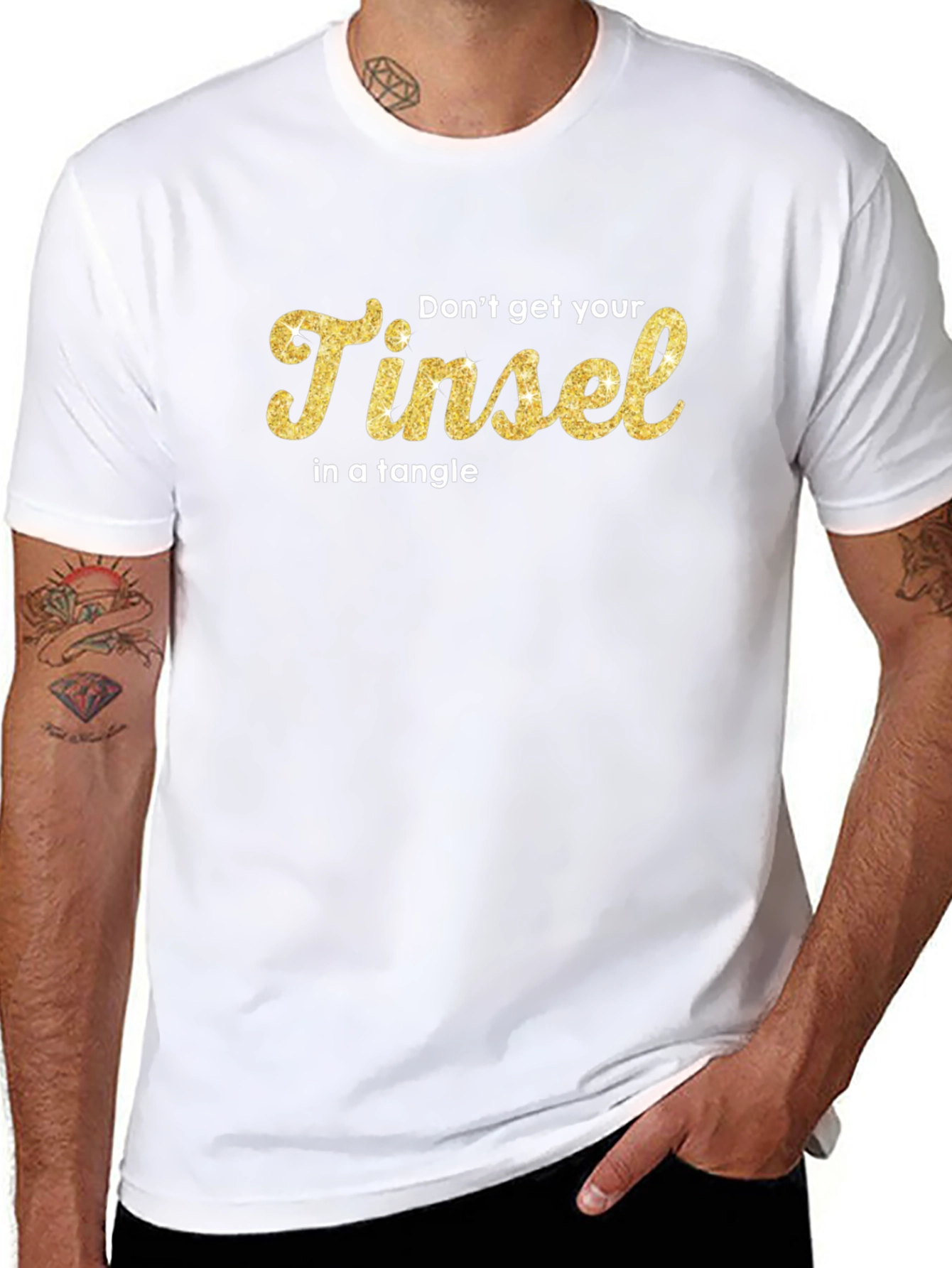Dont Get Your Tinsel in a Tangle Black T-Shirt