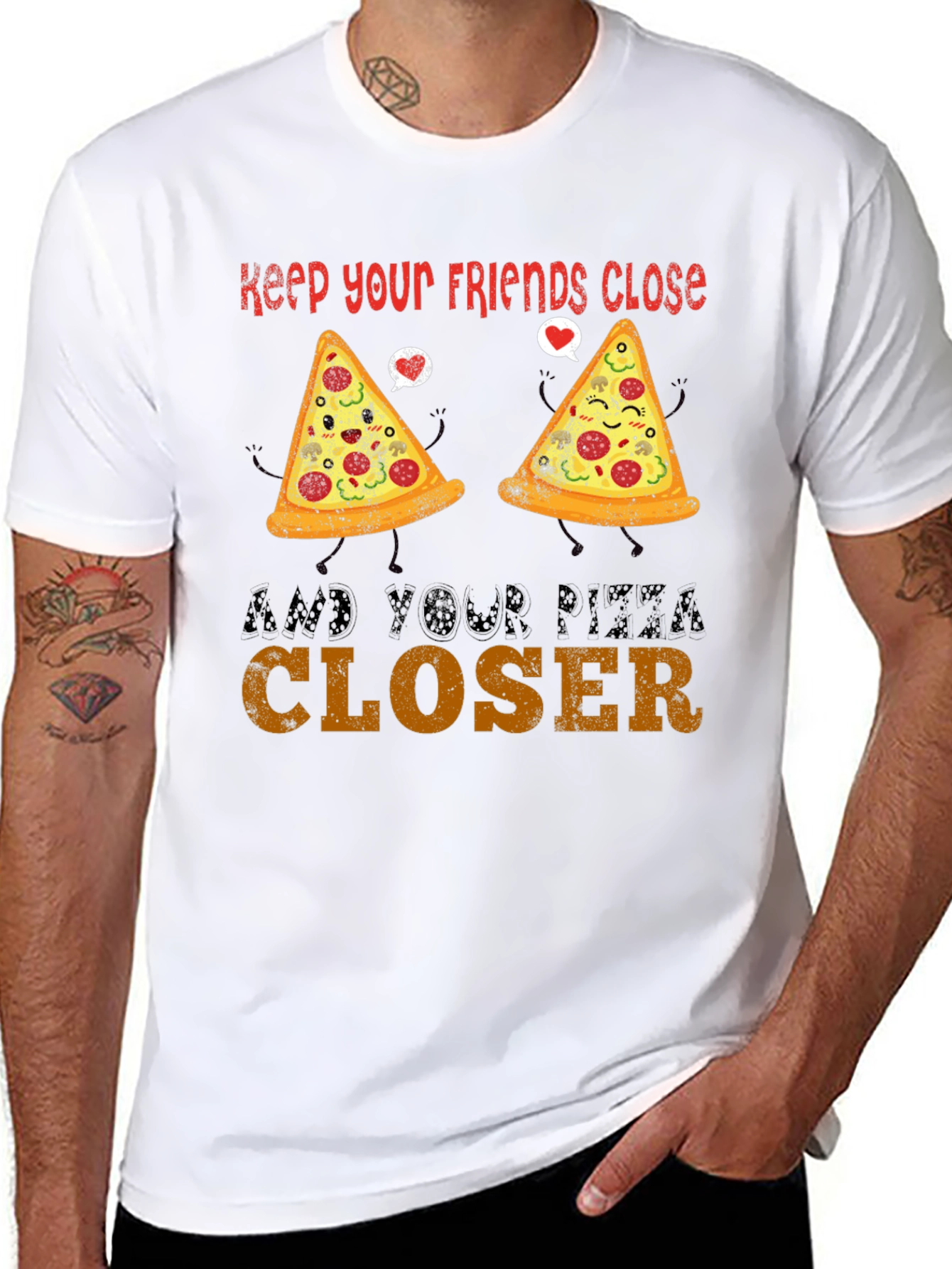 Keep Your Pizza Closer Mens Graphic Tee