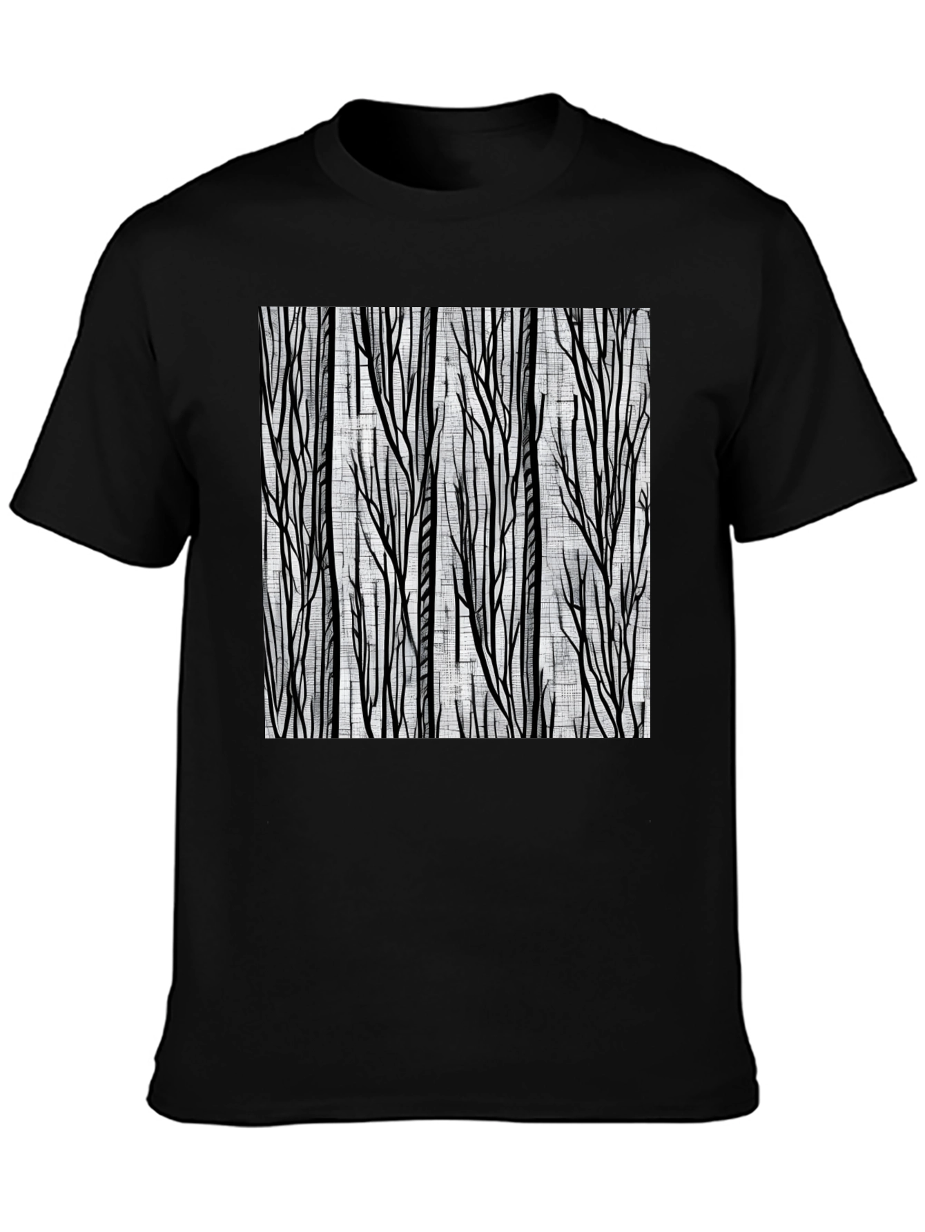Abstract Tree Branch Graphic Tee - Black