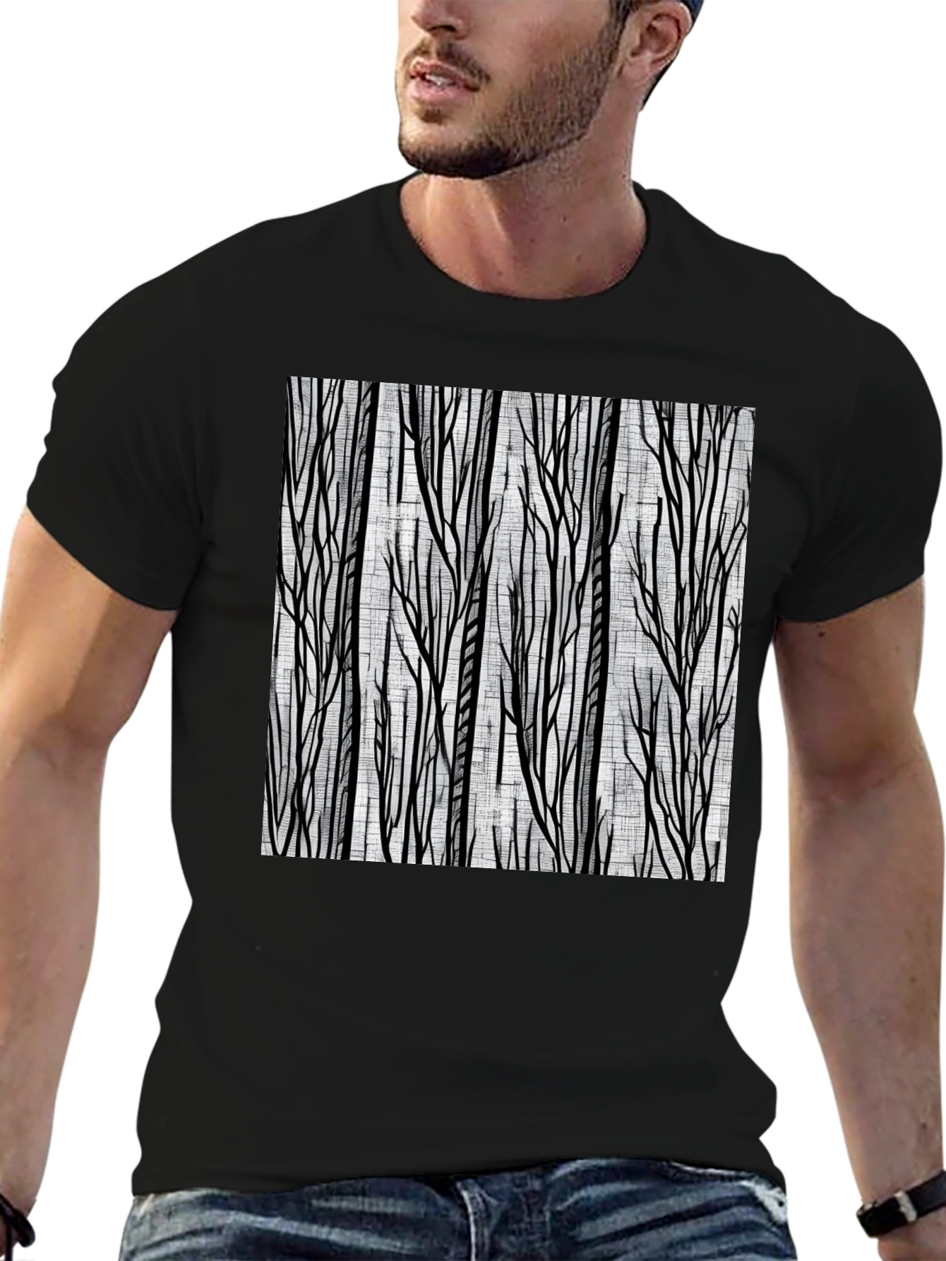Abstract Tree Branch Graphic Tee - Black