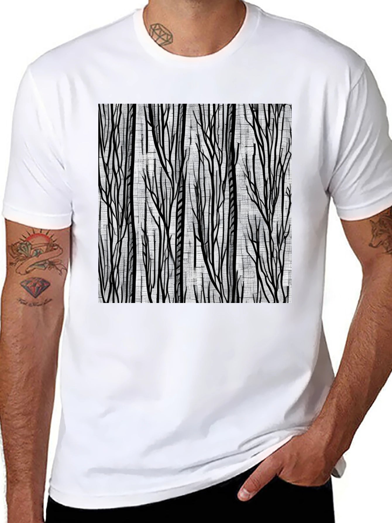 Abstract Tree Branch Graphic Tee - Black