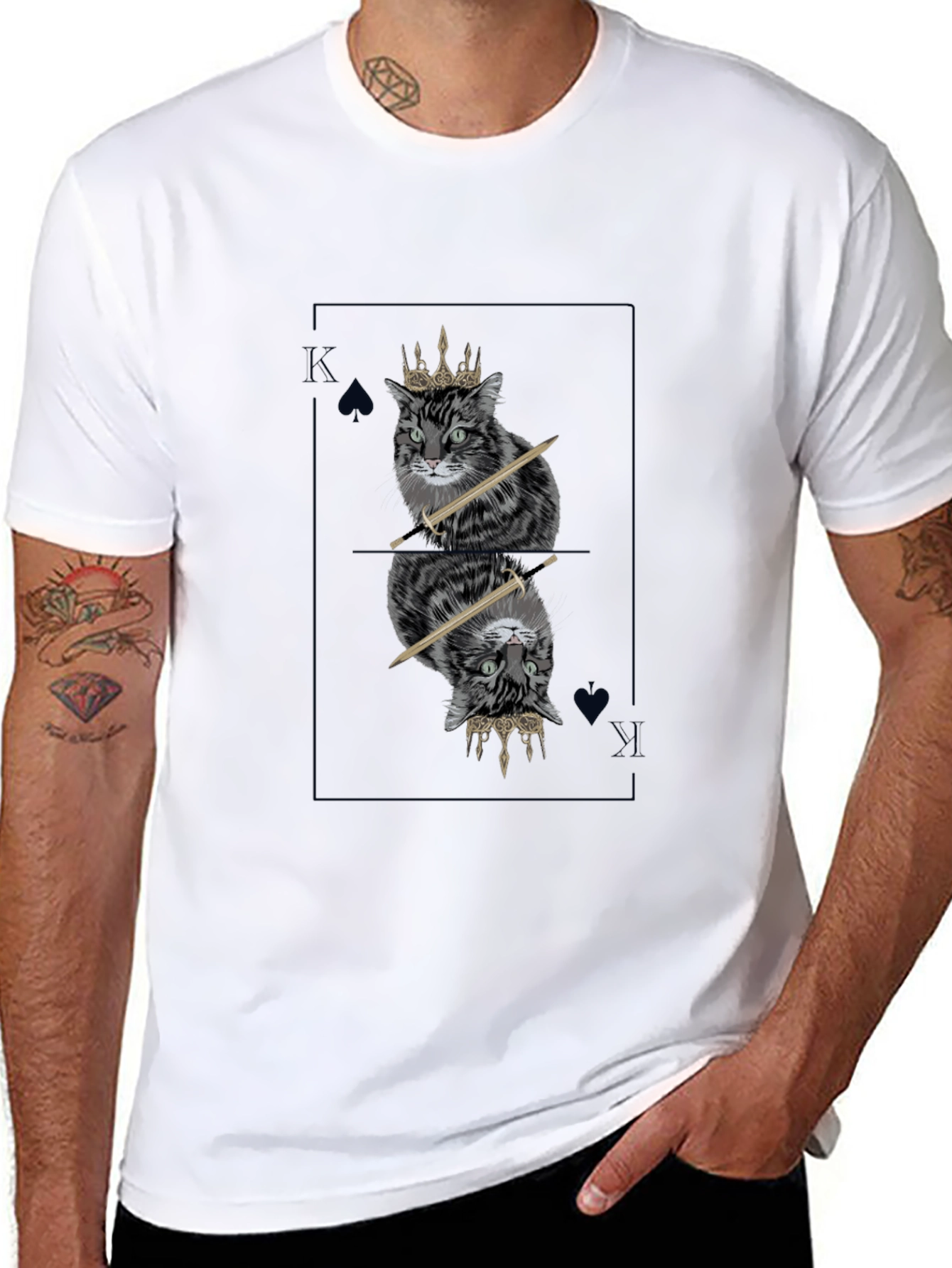 King Cat T-Shirt - Spade Card Design