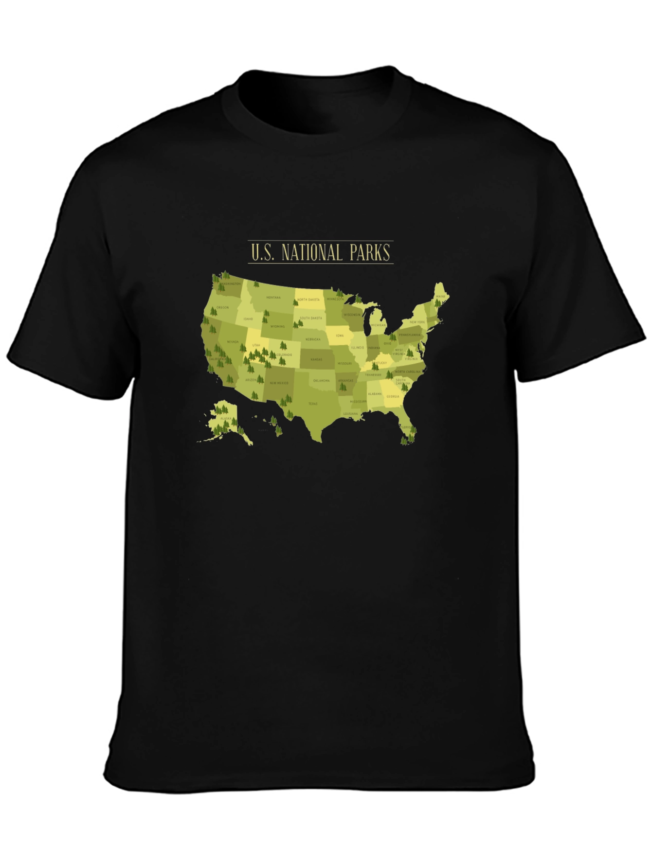 US National Parks Map T-Shirt - Black