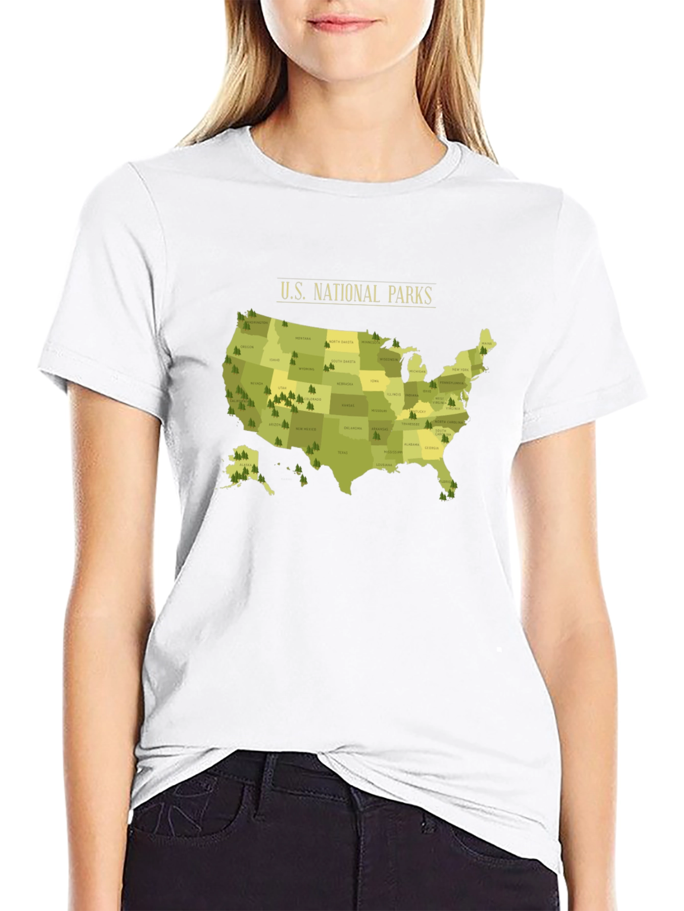 US National Parks Map T-Shirt - Black