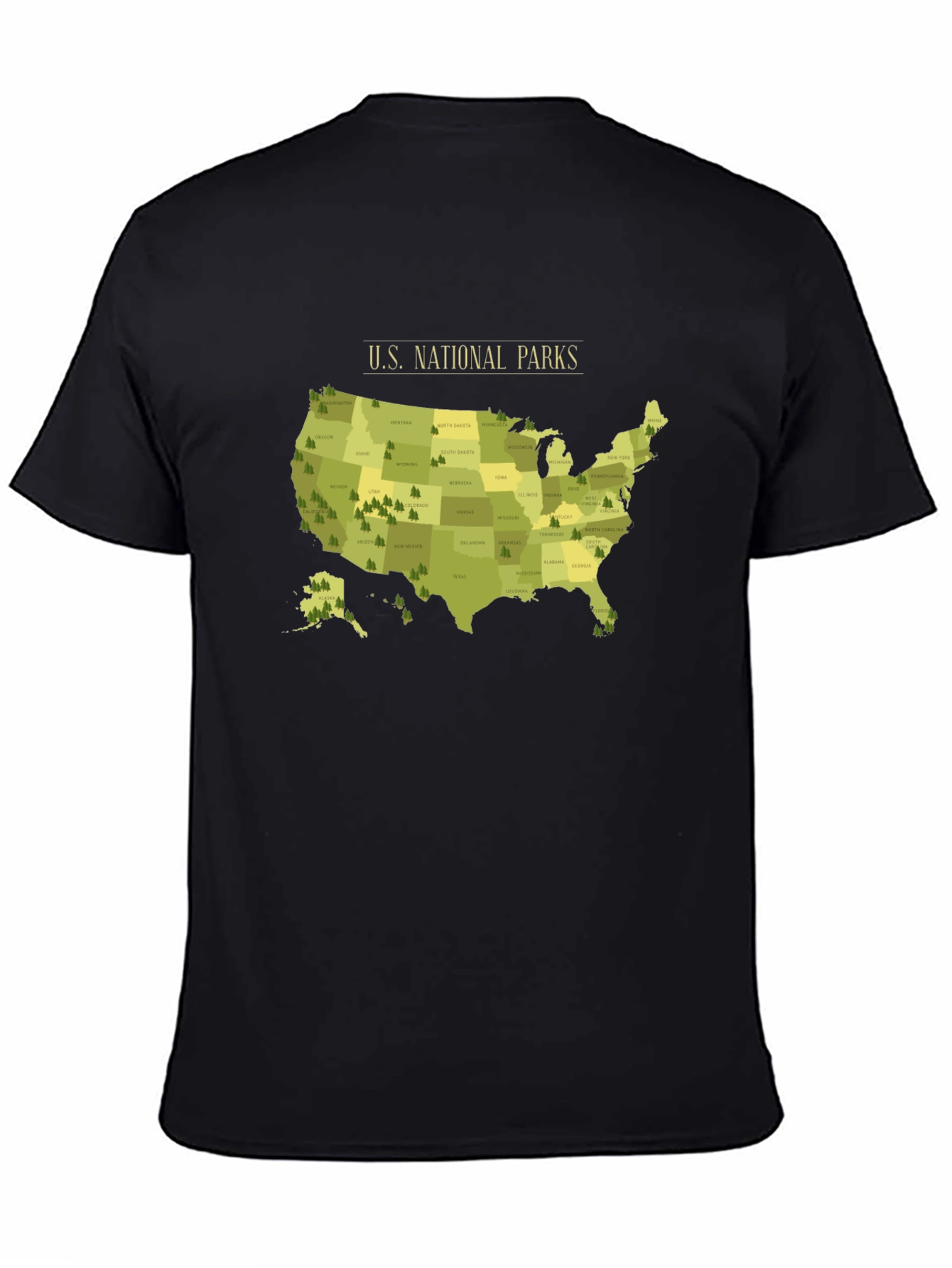 US National Parks Map T-Shirt - Black
