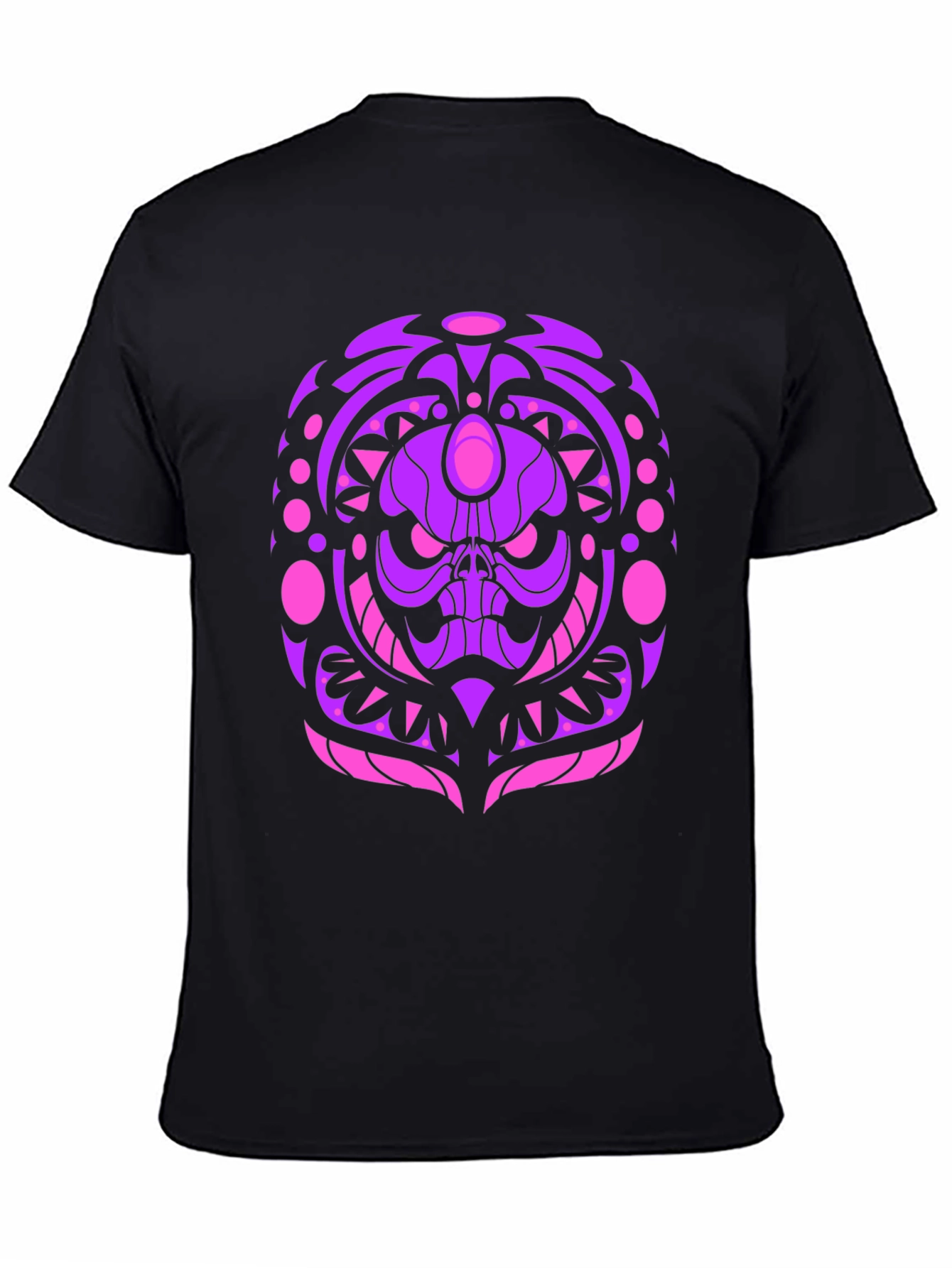 Skull Mandala Graphic Tee - Black Cotton Shirt