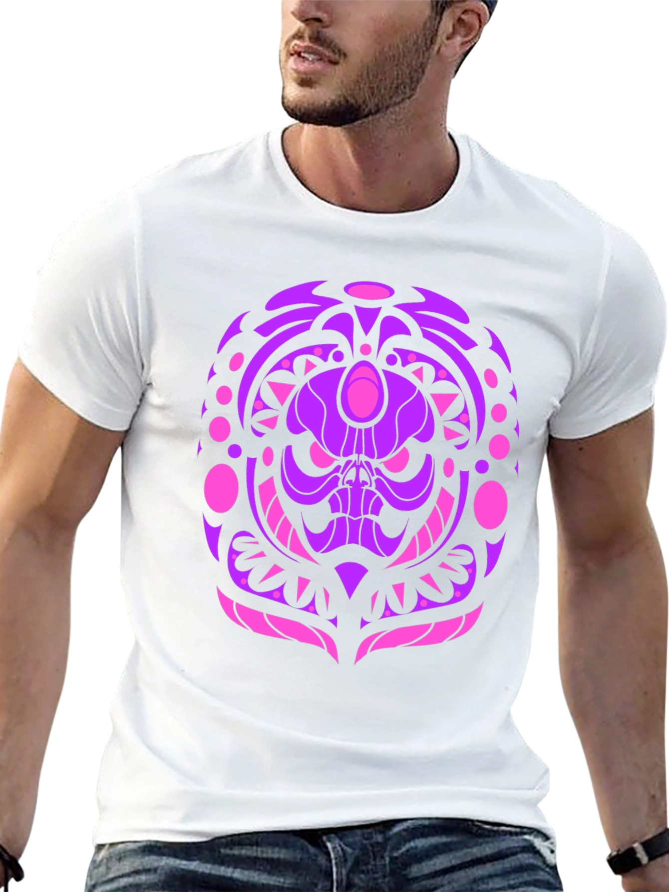 Skull Mandala Graphic Tee - Black Cotton Shirt
