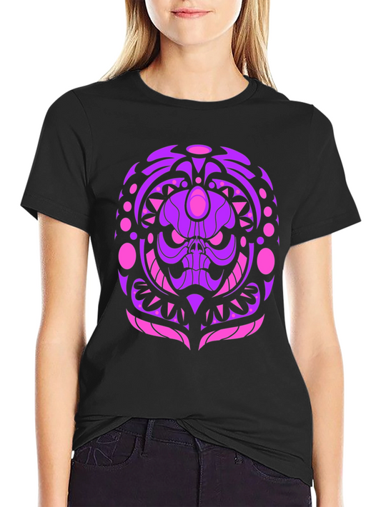 Skull Mandala Graphic Tee - Black Cotton Shirt