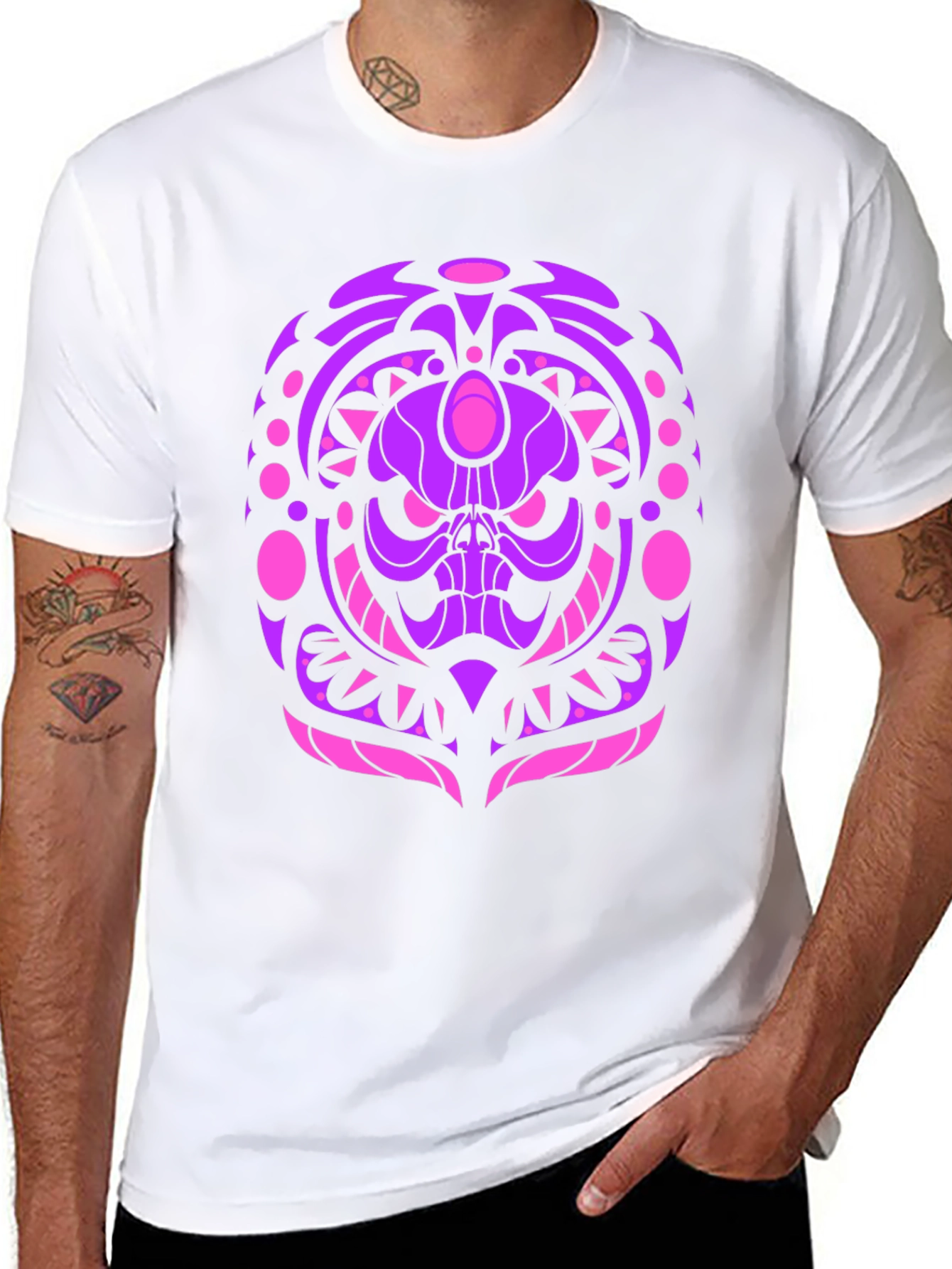 Skull Mandala Graphic Tee - Black Cotton Shirt