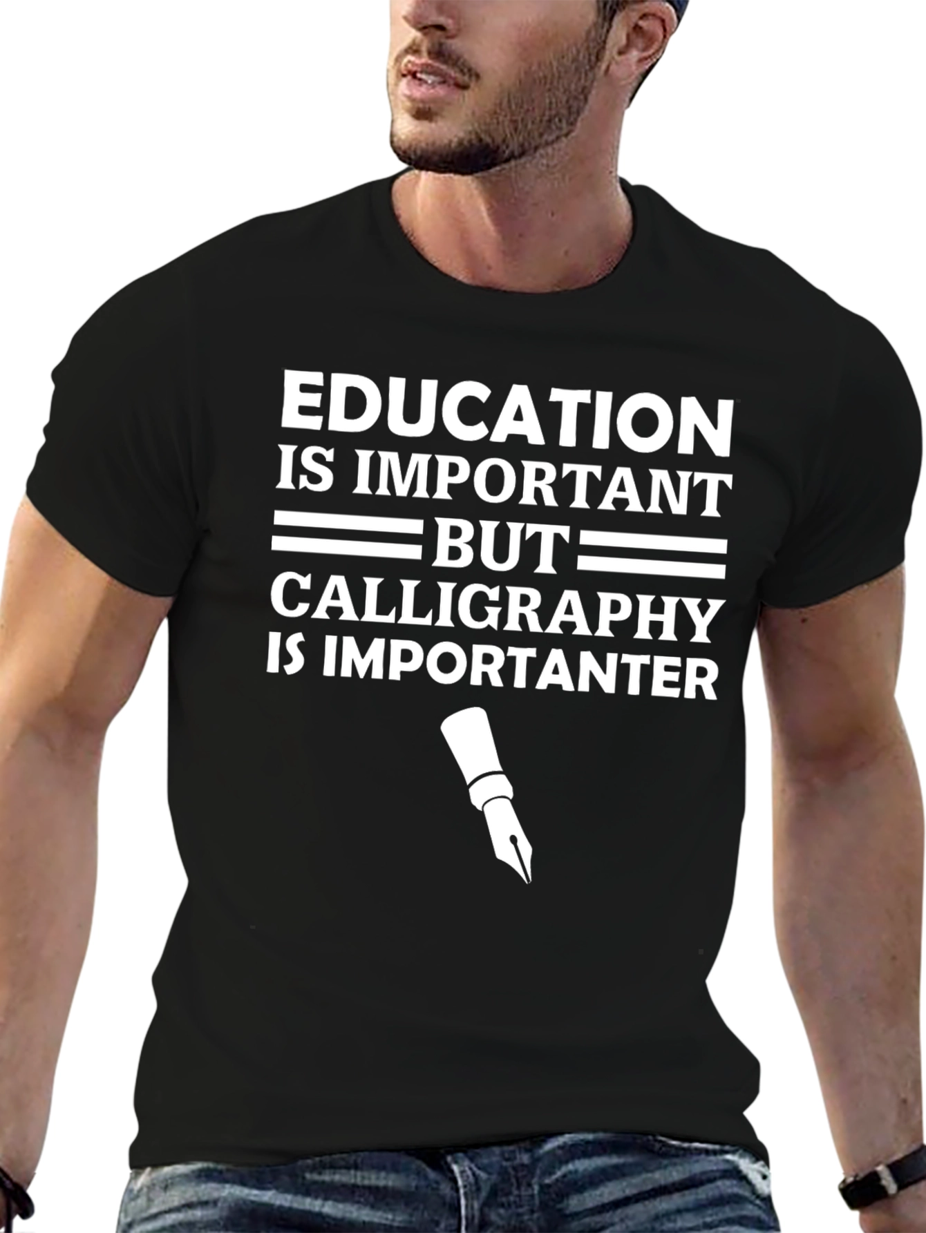 Funny Calligraphy T-Shirt: Education vs. Ink
