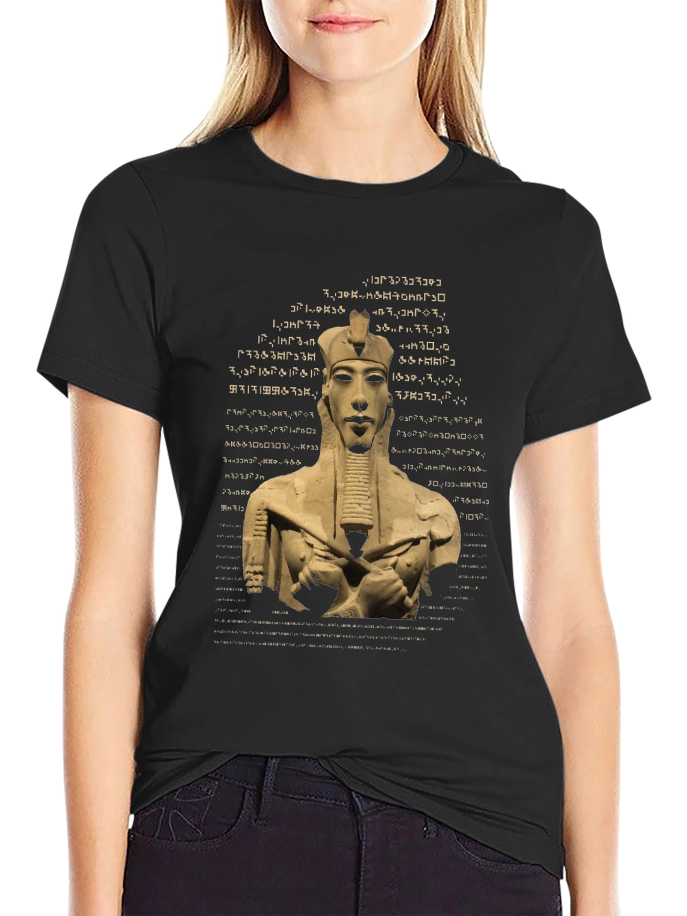 Egyptian Pharaoh Print T-Shirt - Black