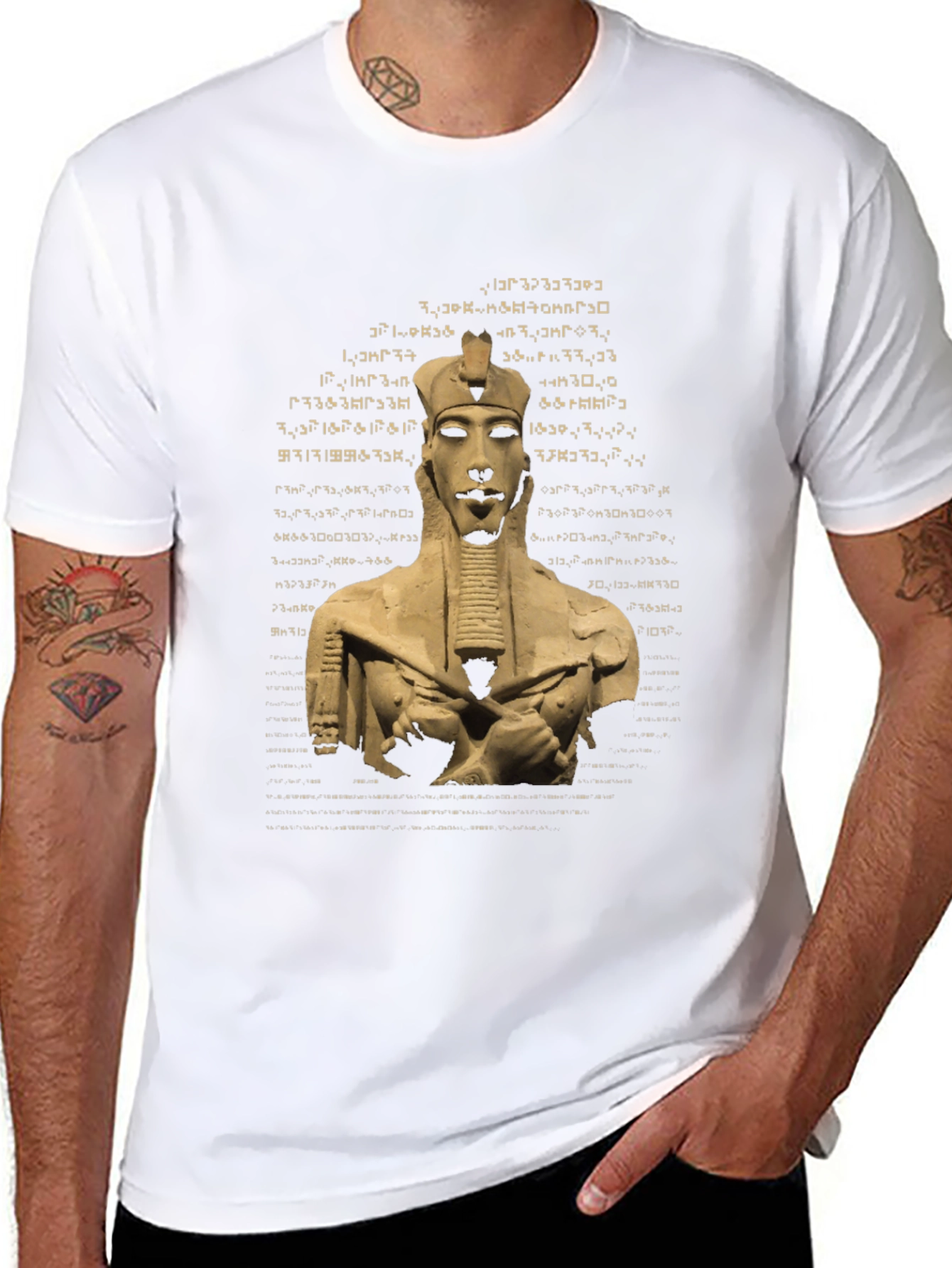Egyptian Pharaoh Print T-Shirt - Black