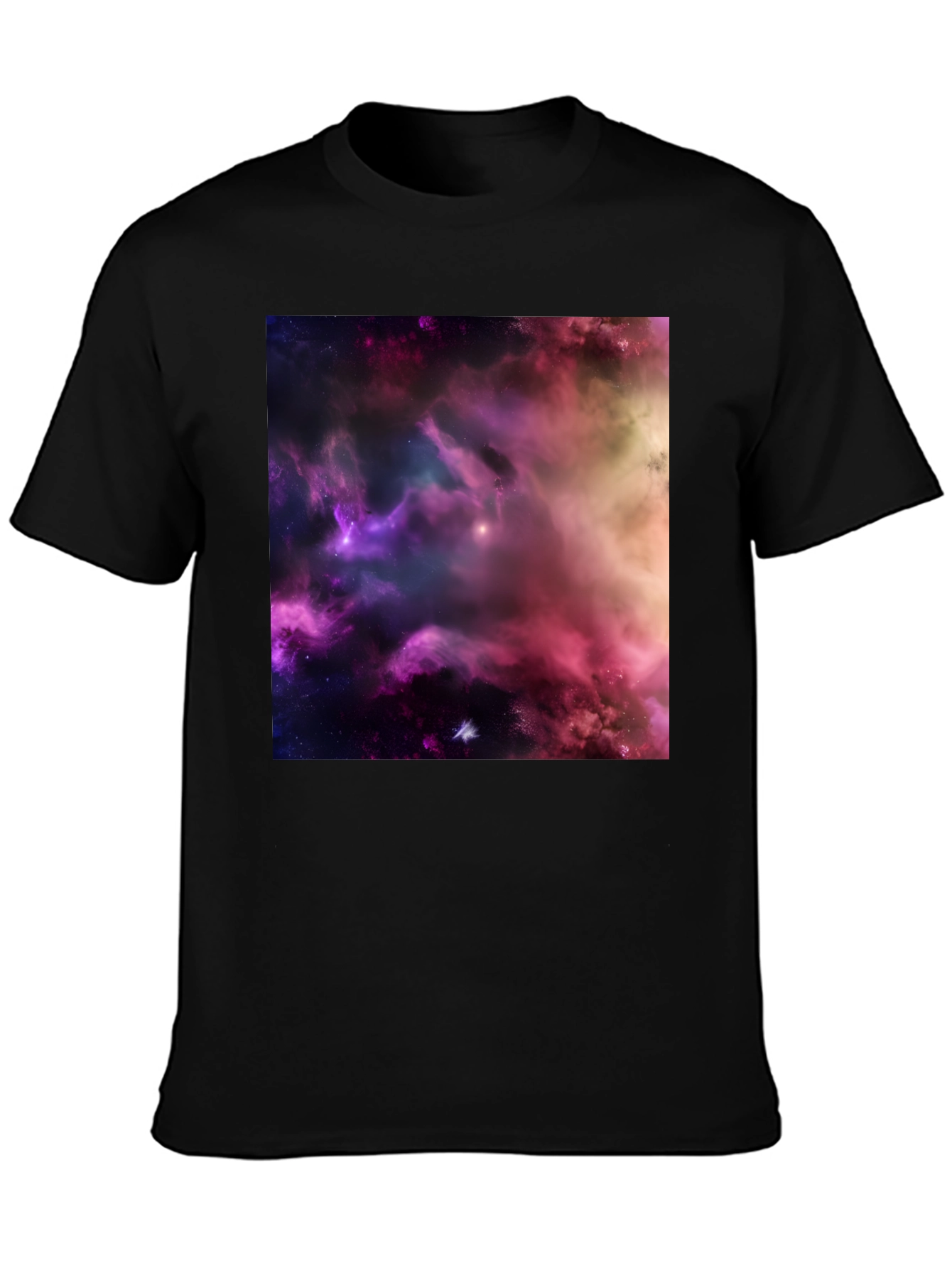 Cosmic Nebula Graphic Print Black T-Shirt