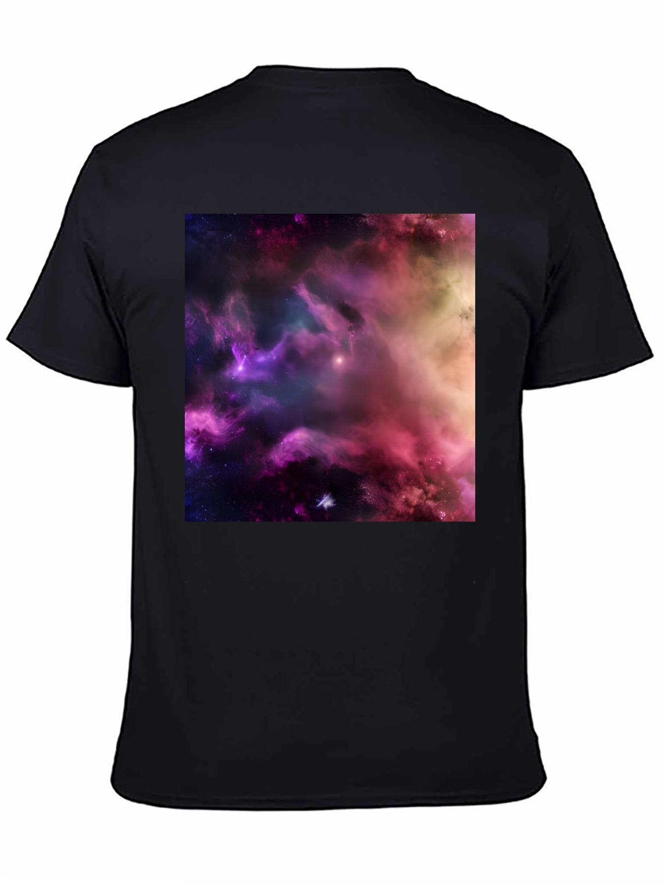 Cosmic Nebula Graphic Print Black T-Shirt