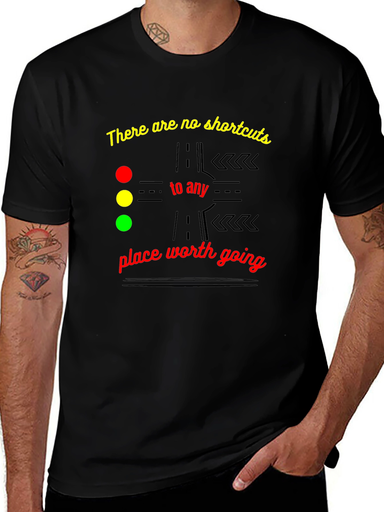 Motivational No Shortcuts Graphic T-Shirt