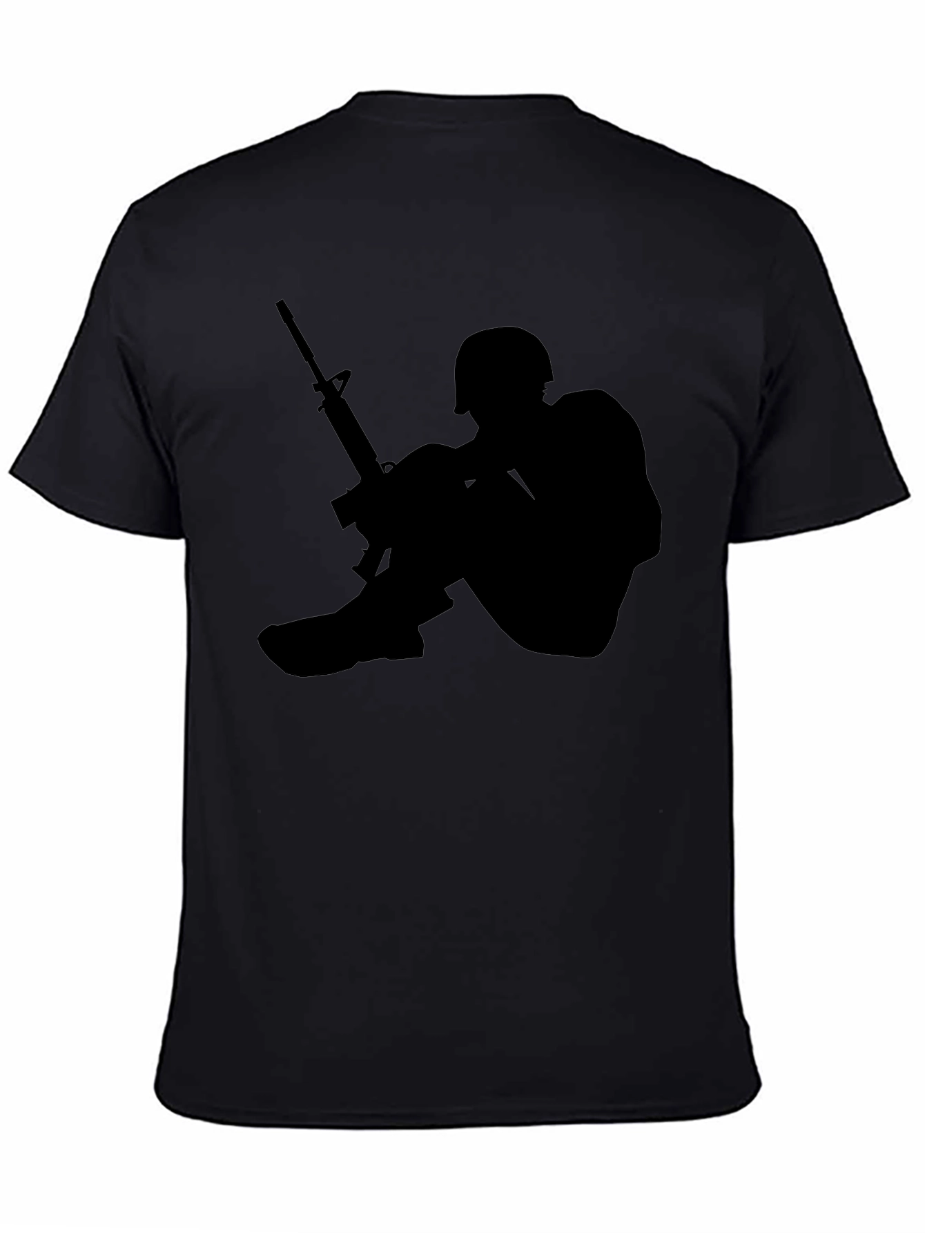 Soldier Silhouette Graphic Tee - Black Cotton Comfort