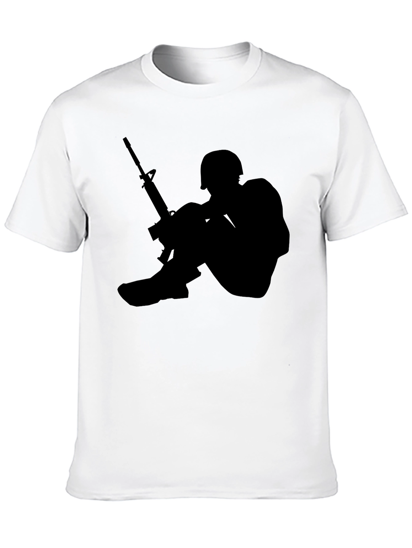 Soldier Silhouette Graphic Tee - Black Cotton Comfort
