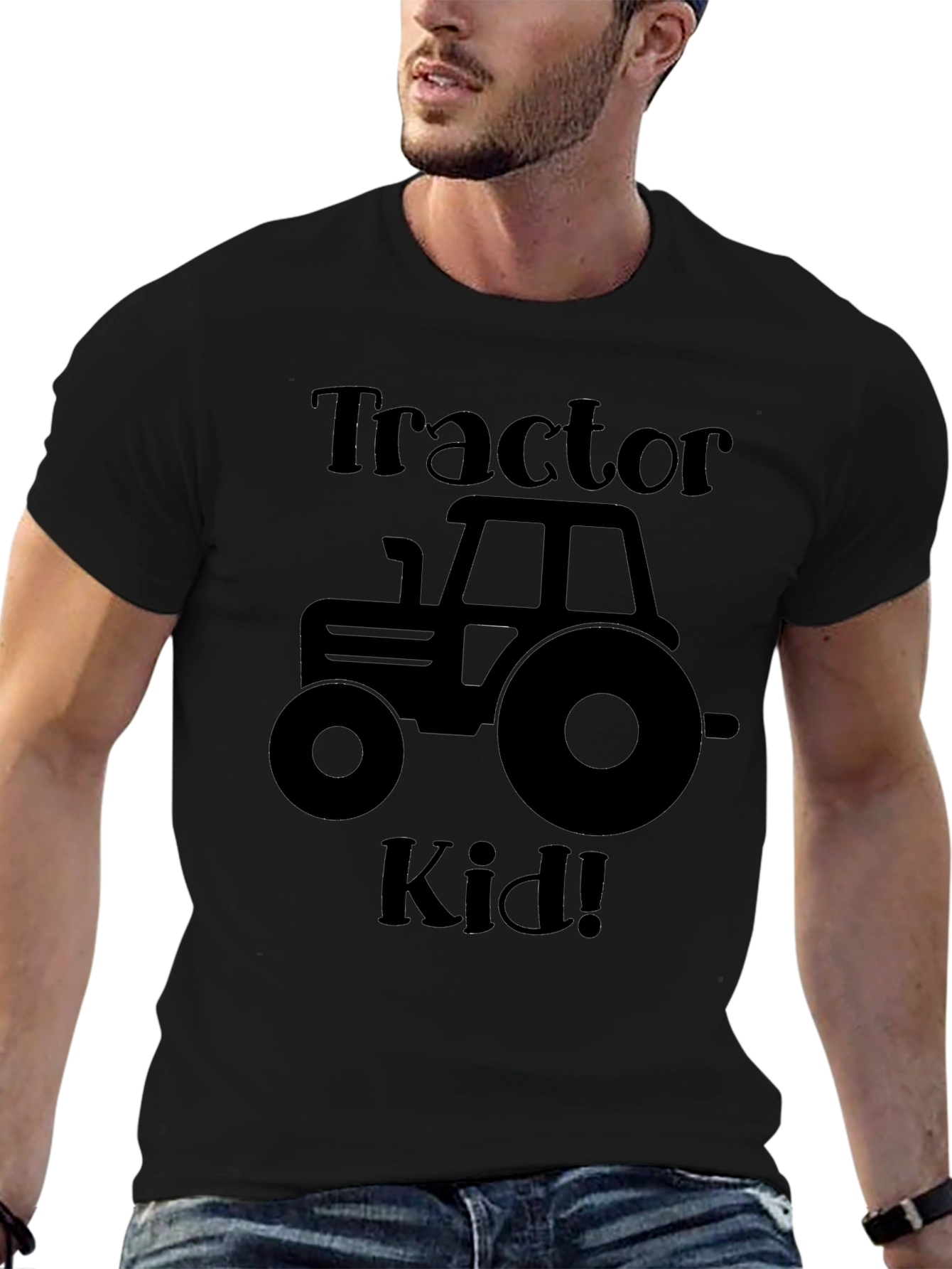 Tractor Kid T-Shirt - Black Cotton Tee