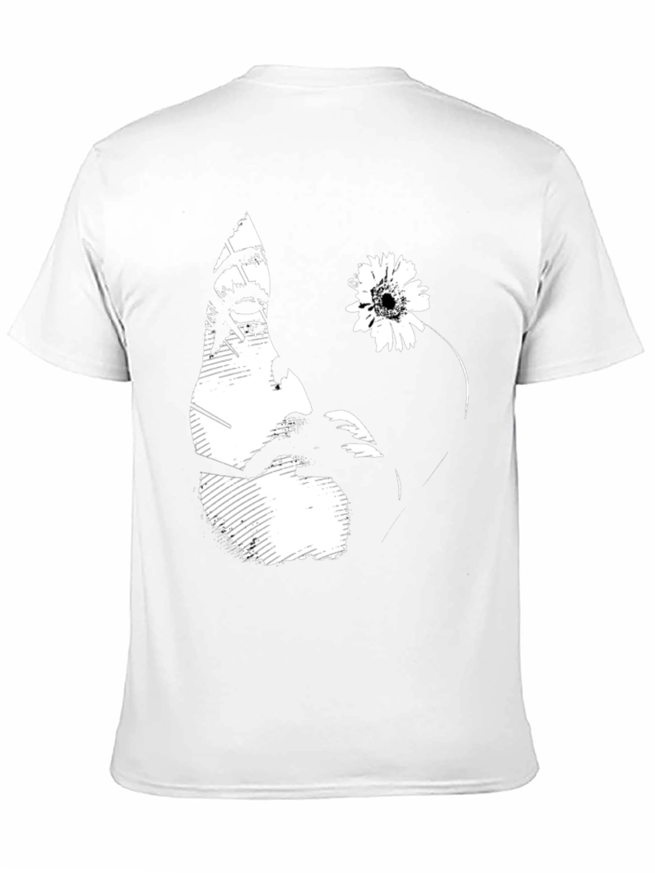 Black Graphic T-Shirt with Floral Face Design