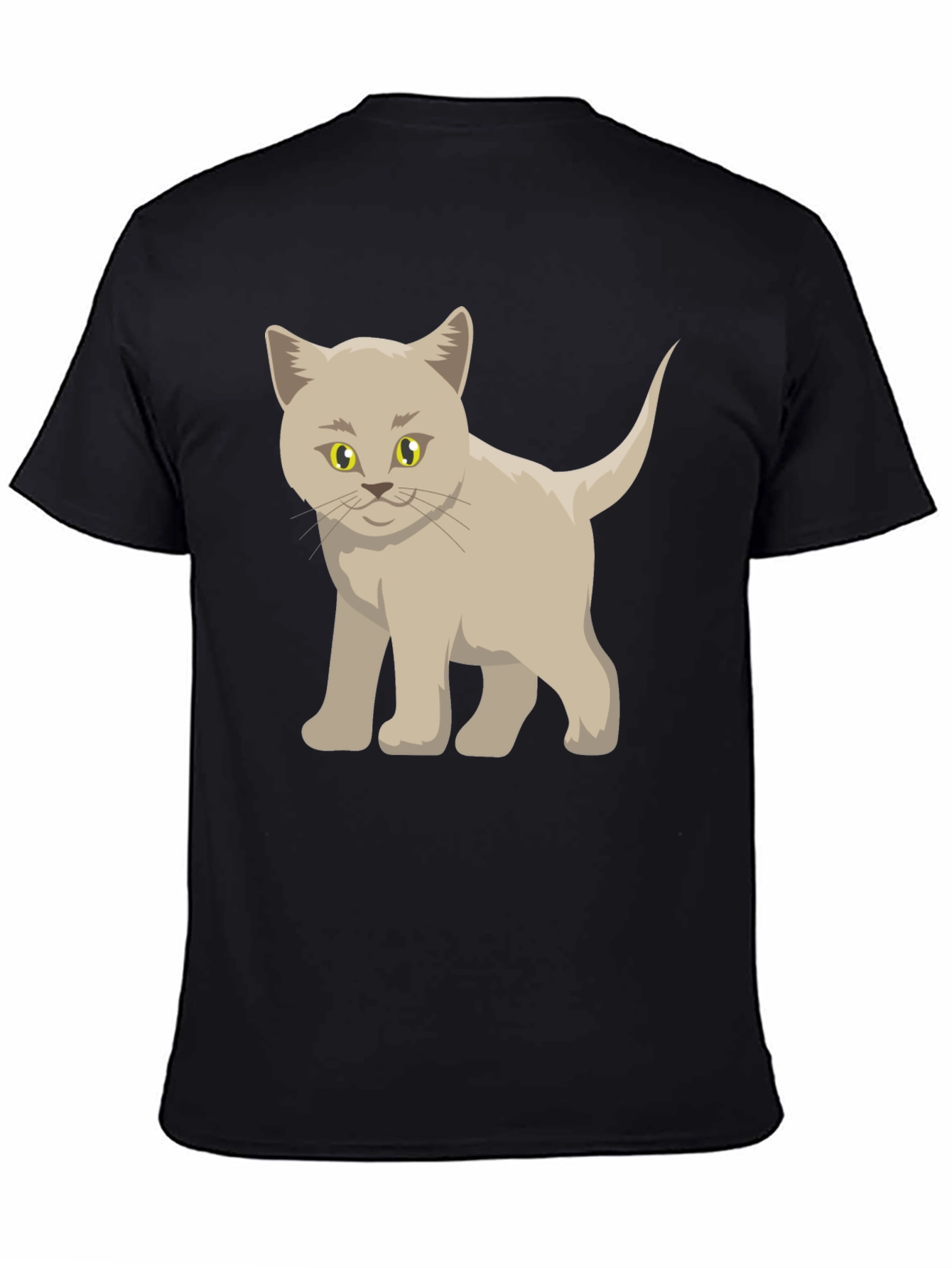 Cute Cartoon Cat Graphic Black T-Shirt