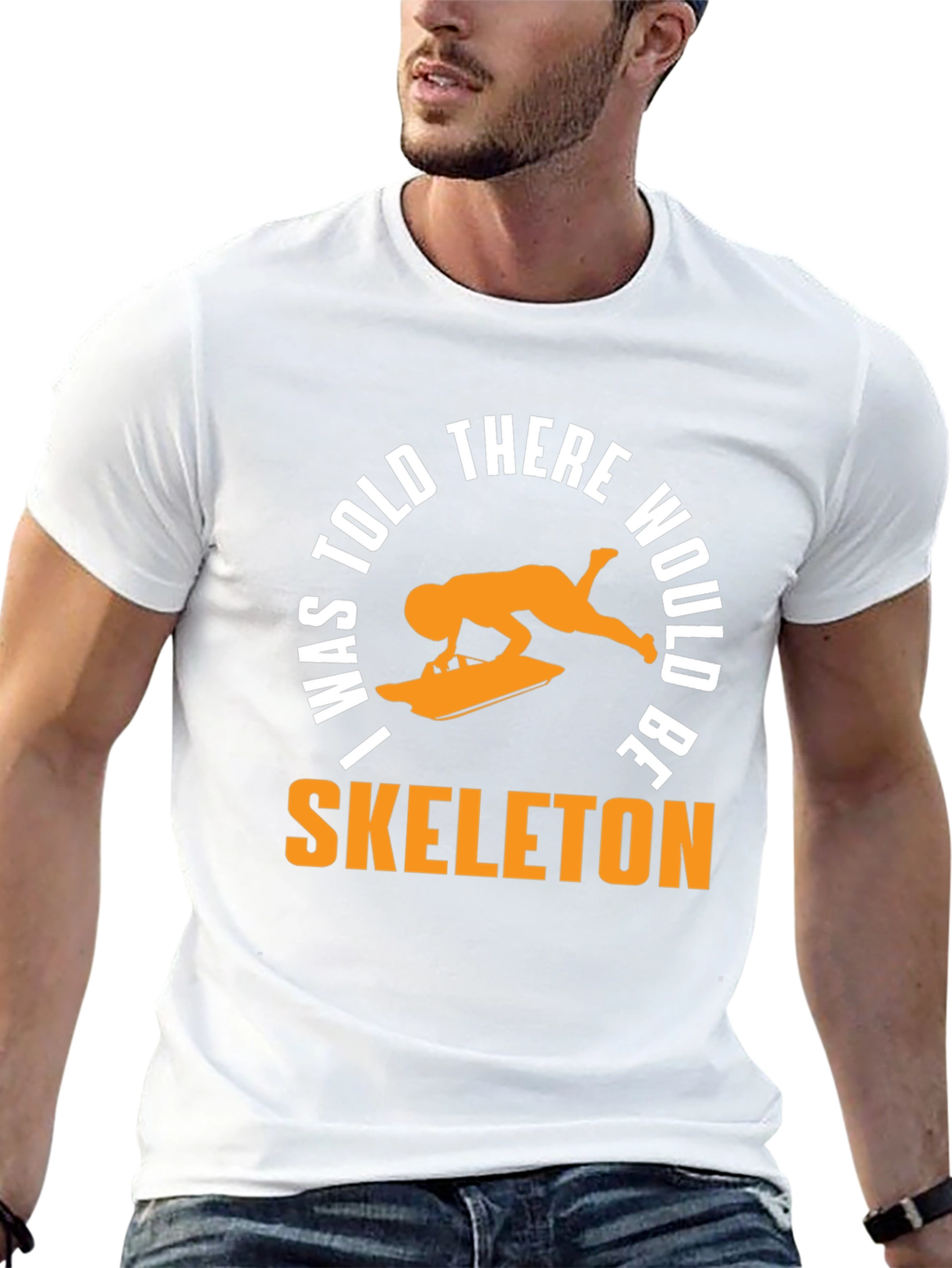 Skeleton Sledding T-Shirt - Funny Winter Sports Tee