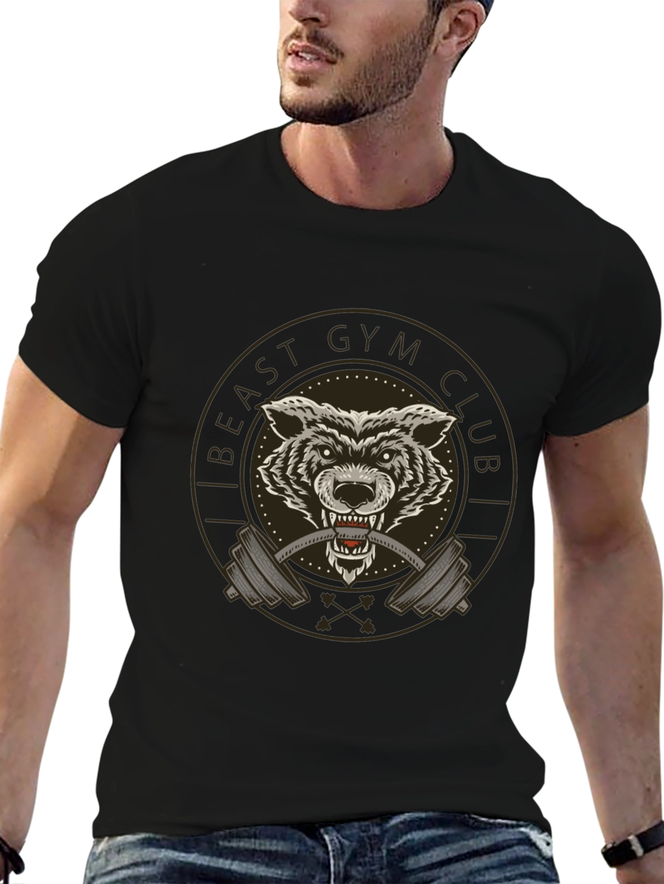 Beast Gym Club Wolf Graphic Tee - Black