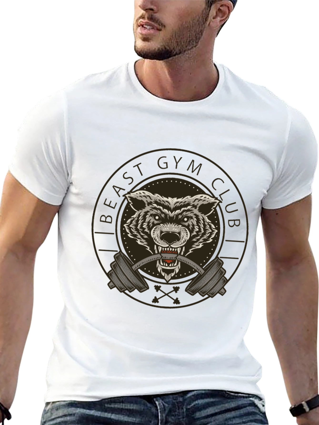 Beast Gym Club Wolf Graphic Tee - Black