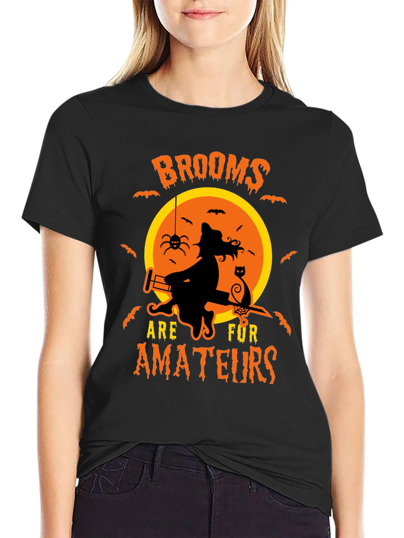 Witch Halloween T-Shirt Brooms Are For Amateurs