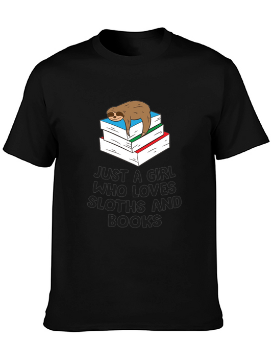 Sloth Lover T-Shirt - Just a Girl Who Loves Sloths and Books