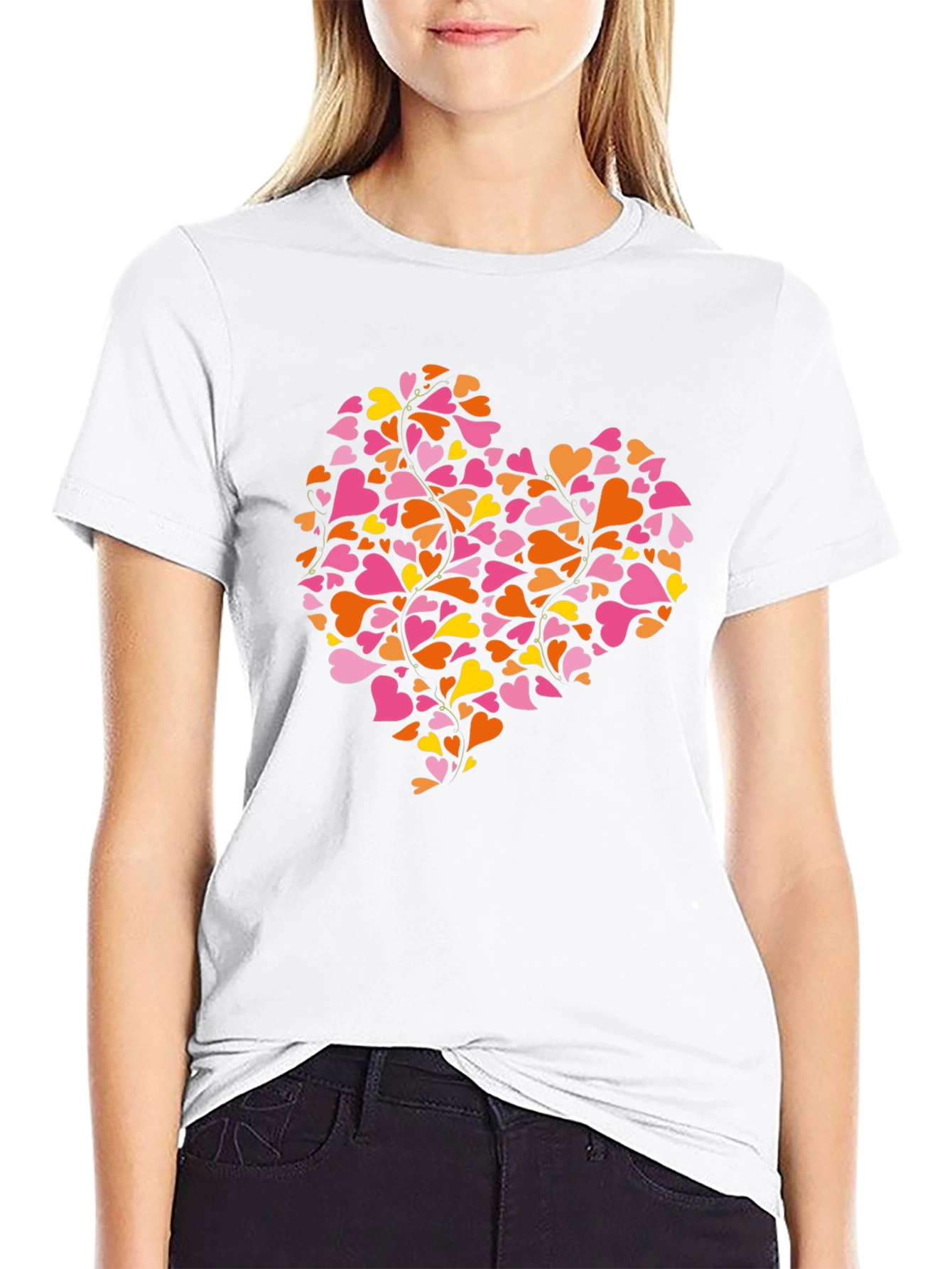 Heart of Hearts Black Crew Neck T-Shirt