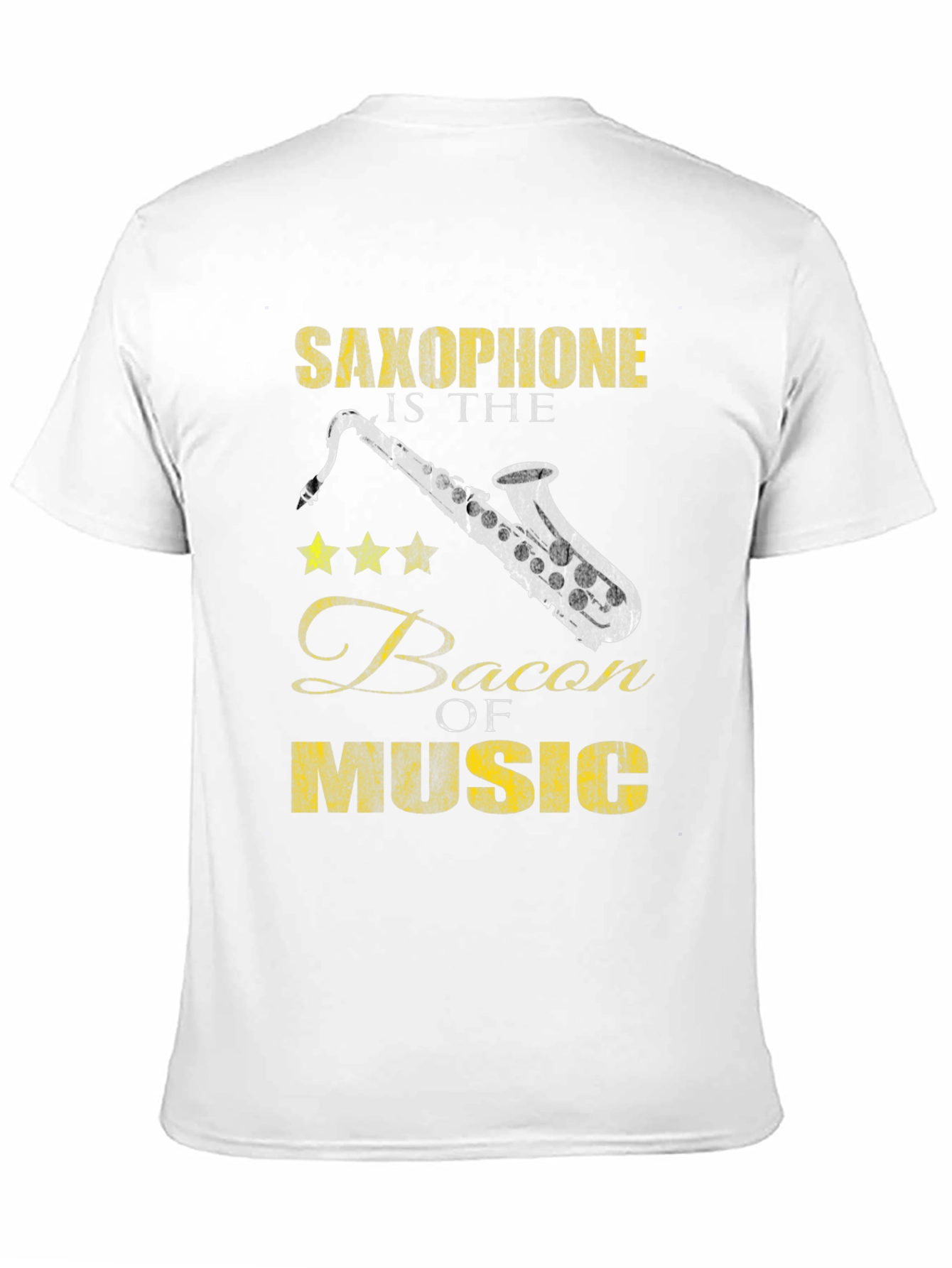 Saxophone Bacon of Music Black T-Shirt