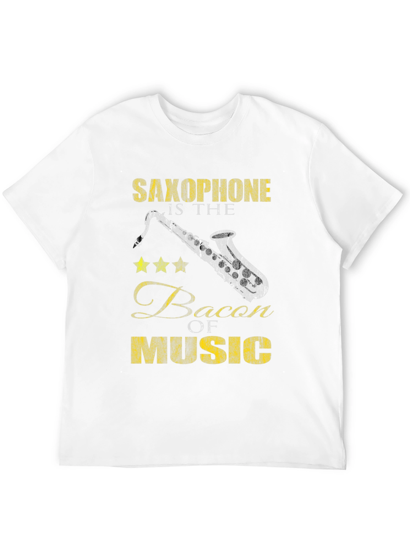 Saxophone Bacon of Music Black T-Shirt