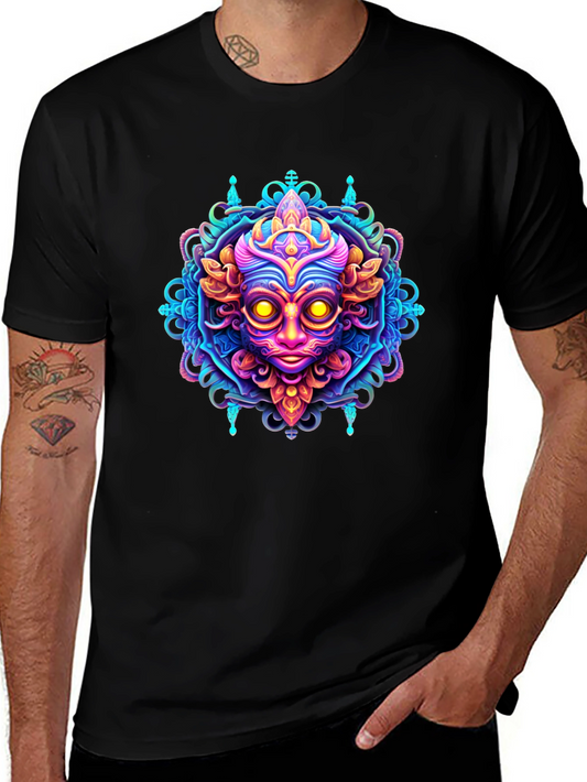 Psychedelic Face Graphic Tee - Bold & Vibrant